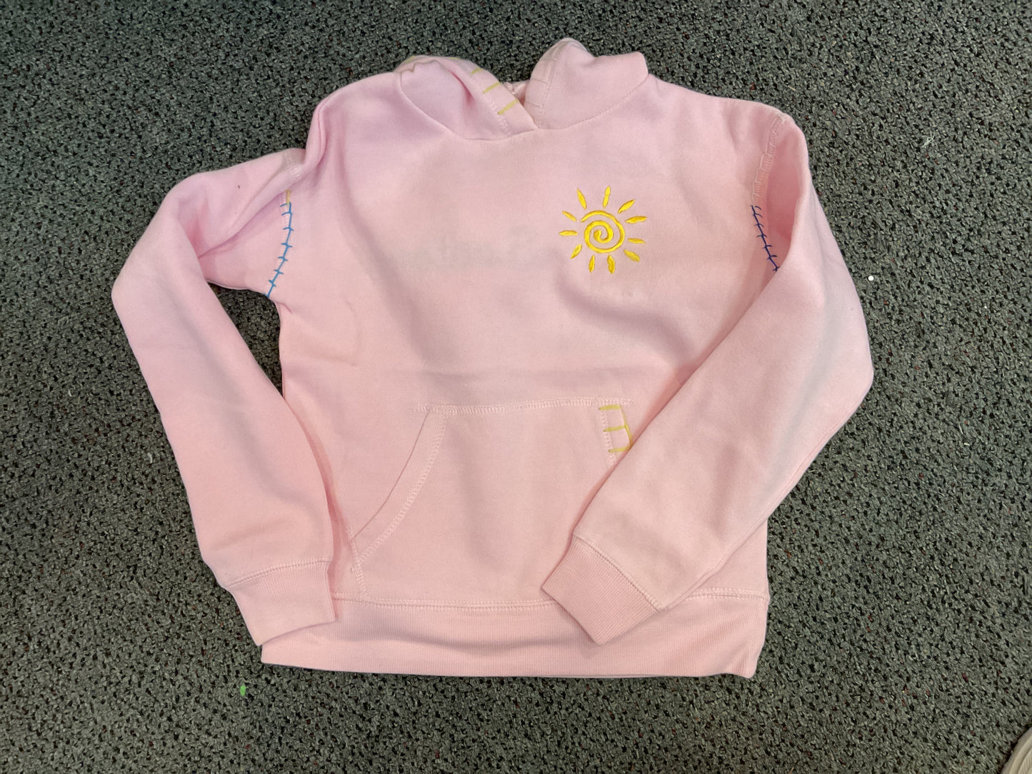 Pink crochet stitched Hoodie