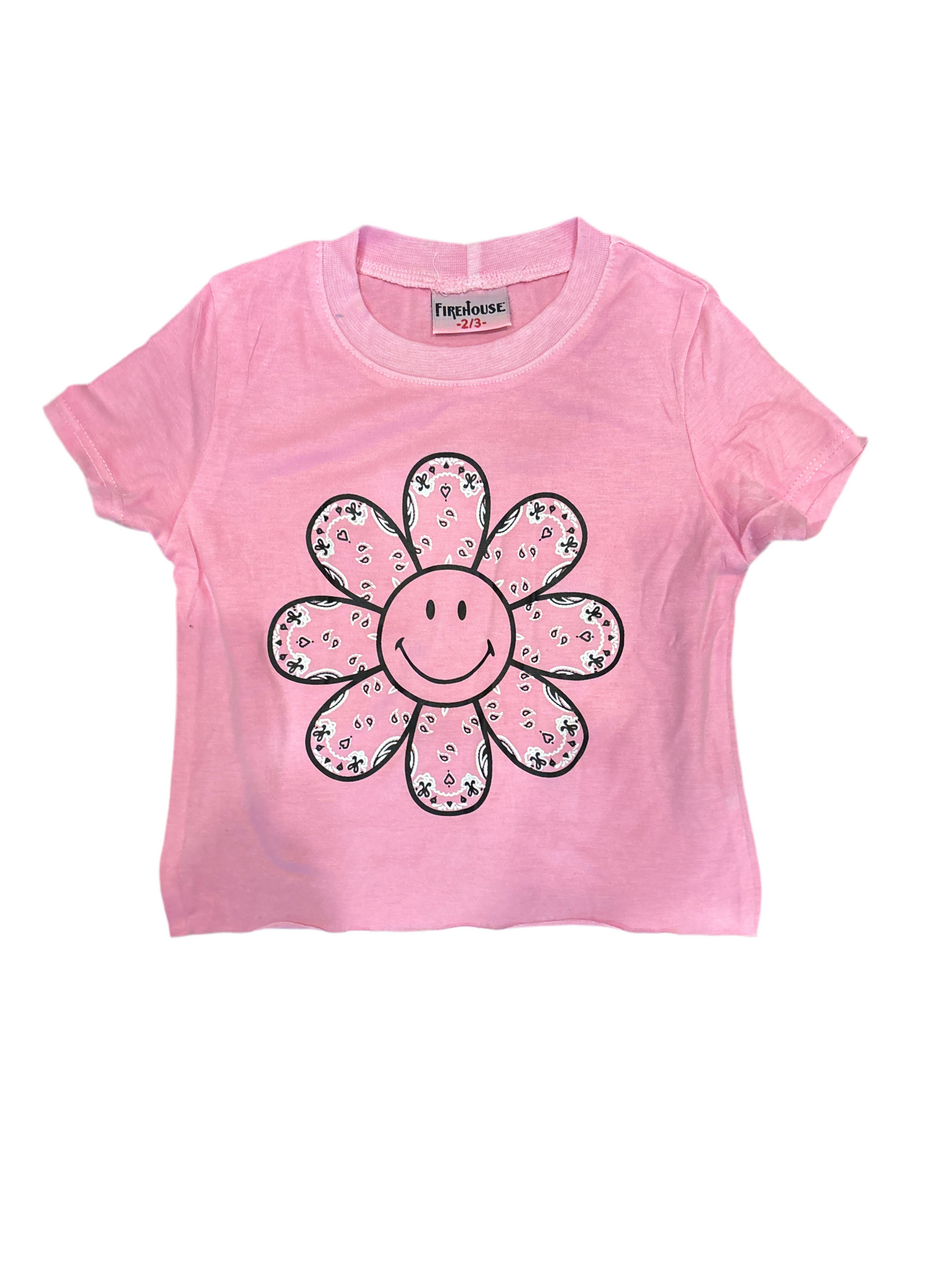 Neon pink bandana flower tshirt