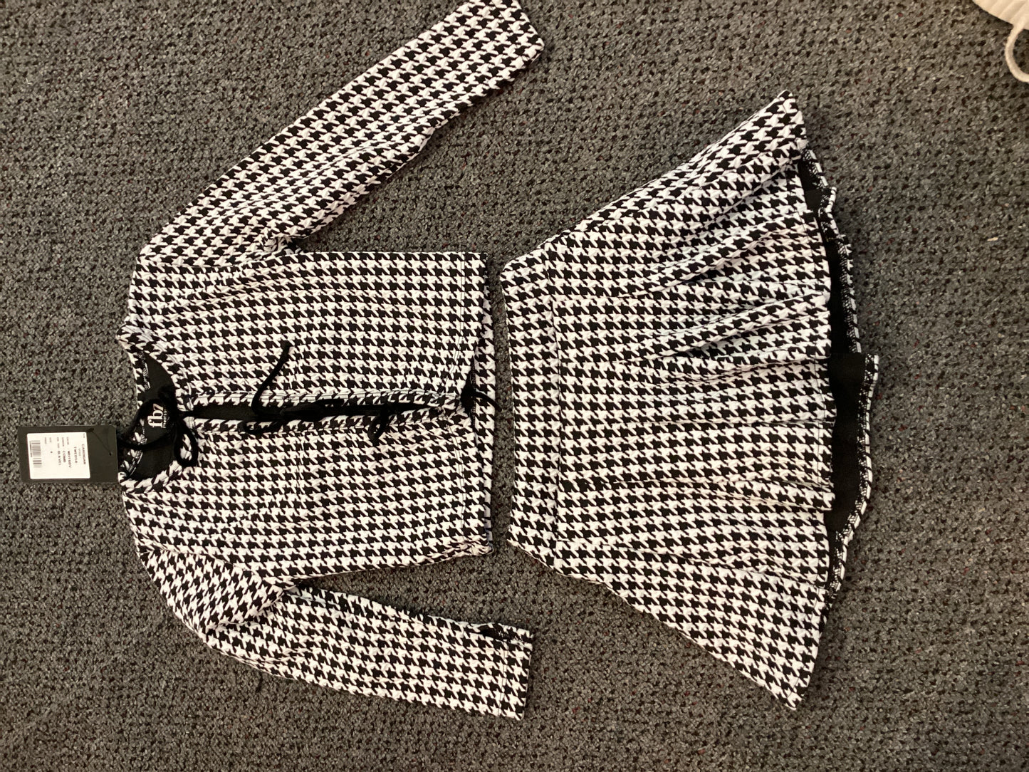 FBZ blk & white houndstooth skirt set
