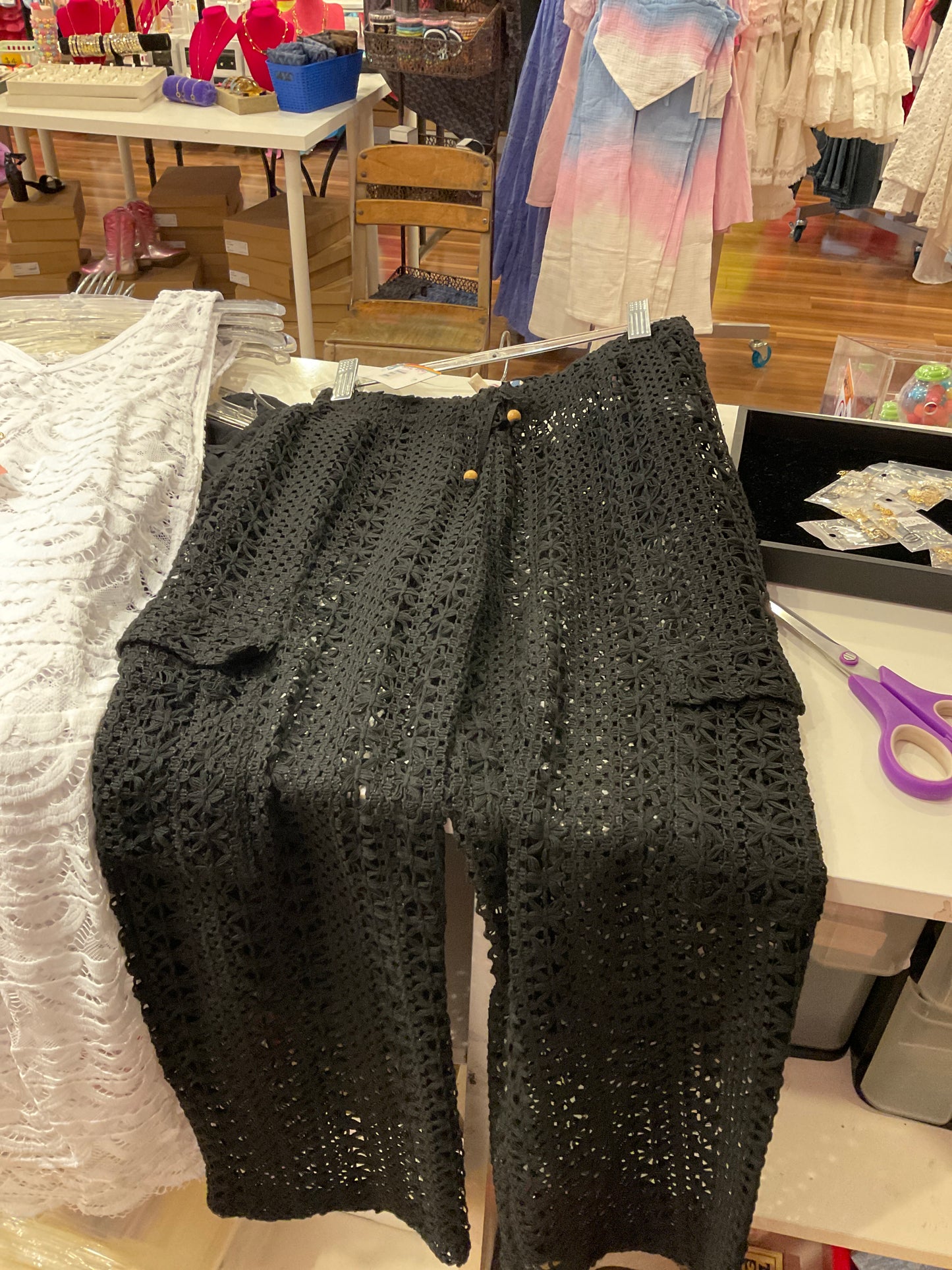 Vintage Havana black beach coverup pant