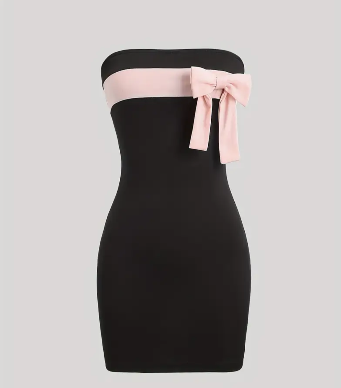 MKK Black Tube Dress with Pink Bow
