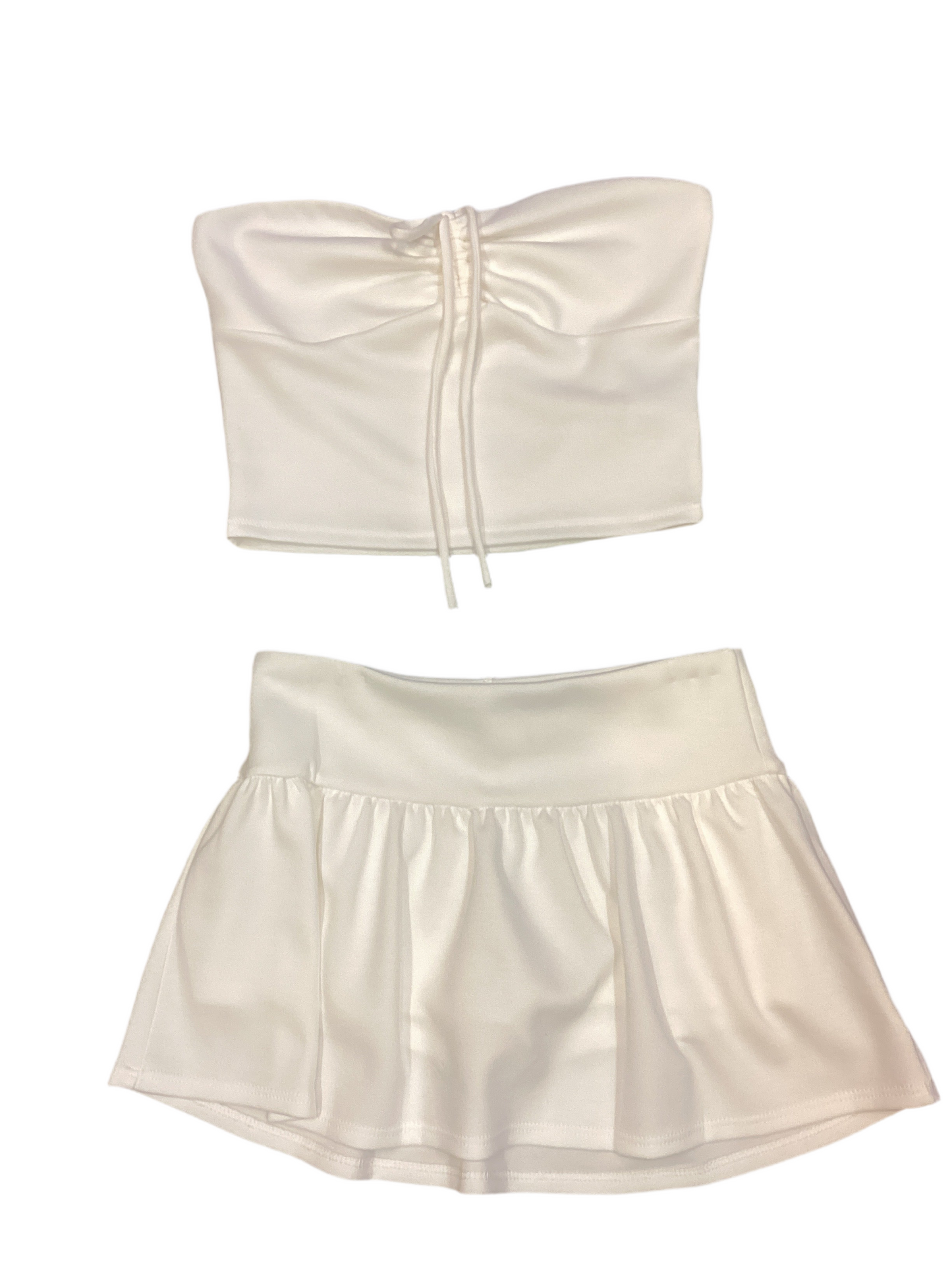 White tube top skirt set