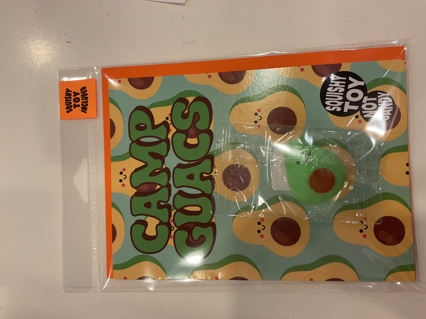 Camp card with squishy toy