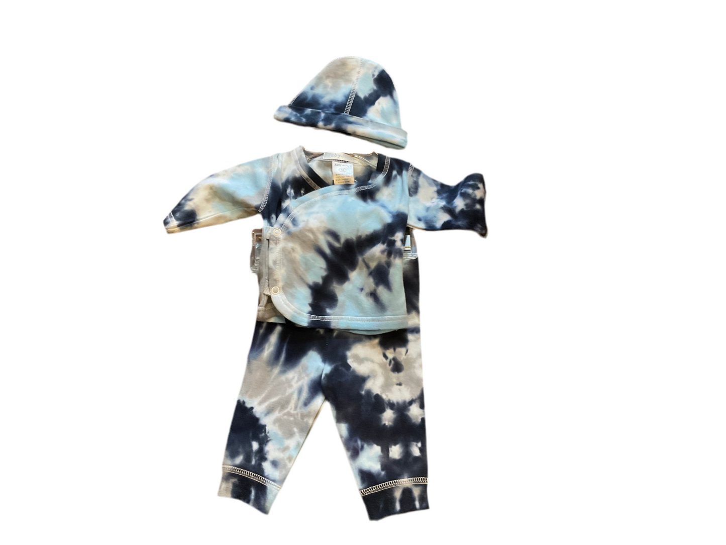 Baby steps 3 piece tie dye light blue,navy,grey