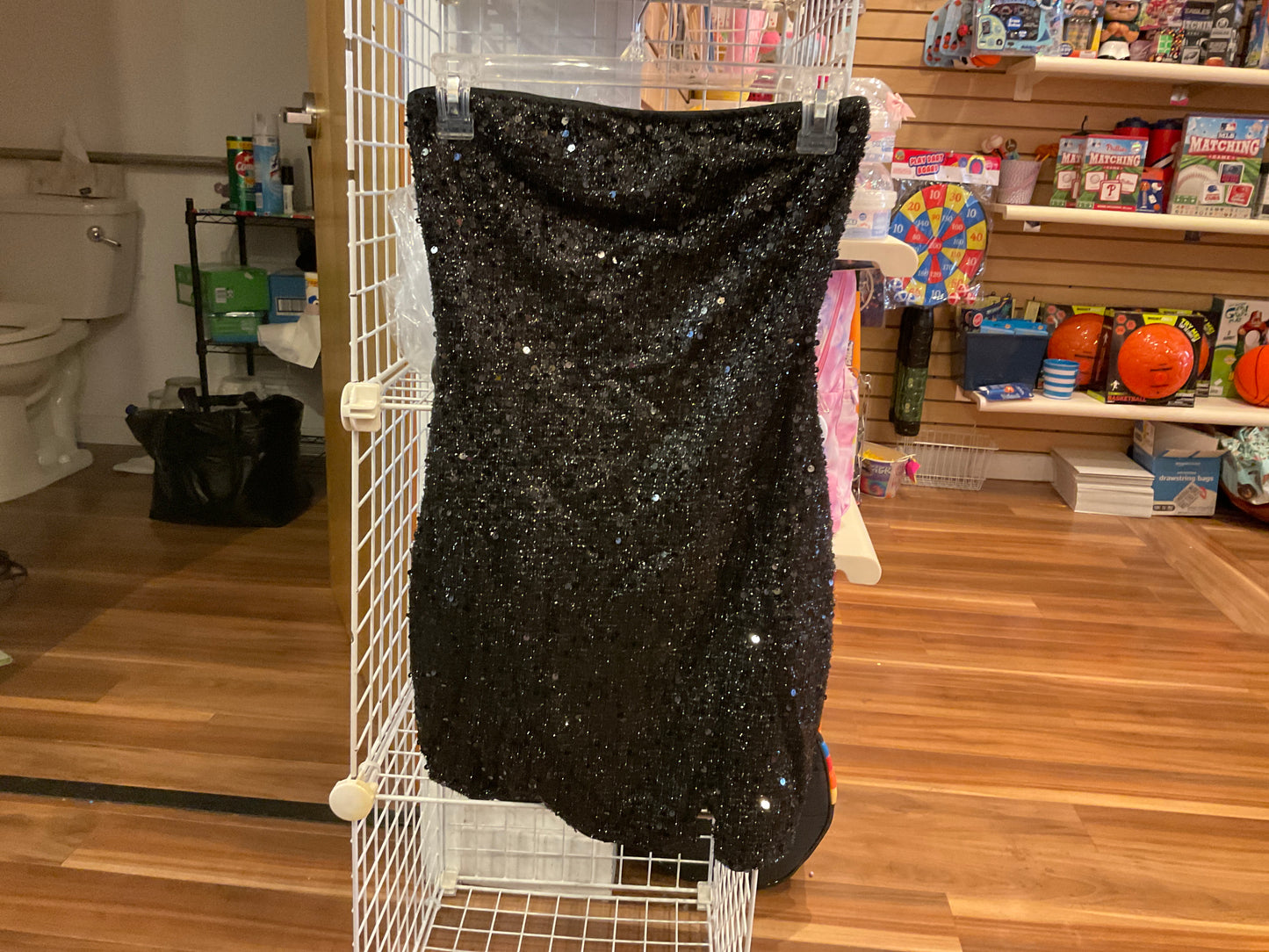 Mkk junior black sequin strapless dress