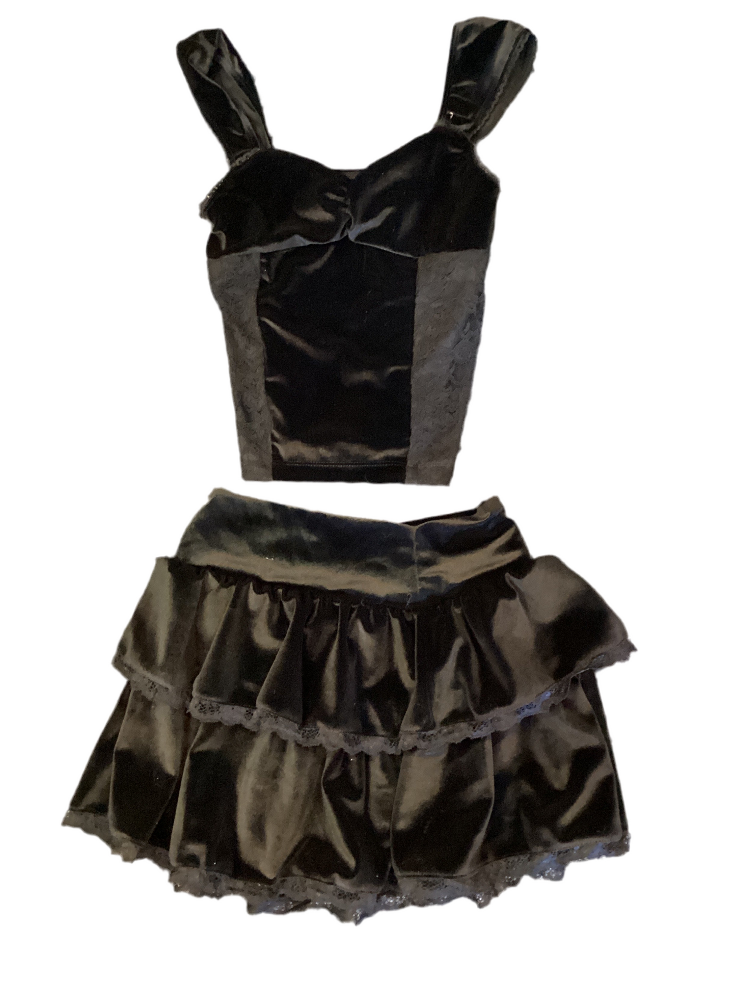 FBZ black velvet skirt set