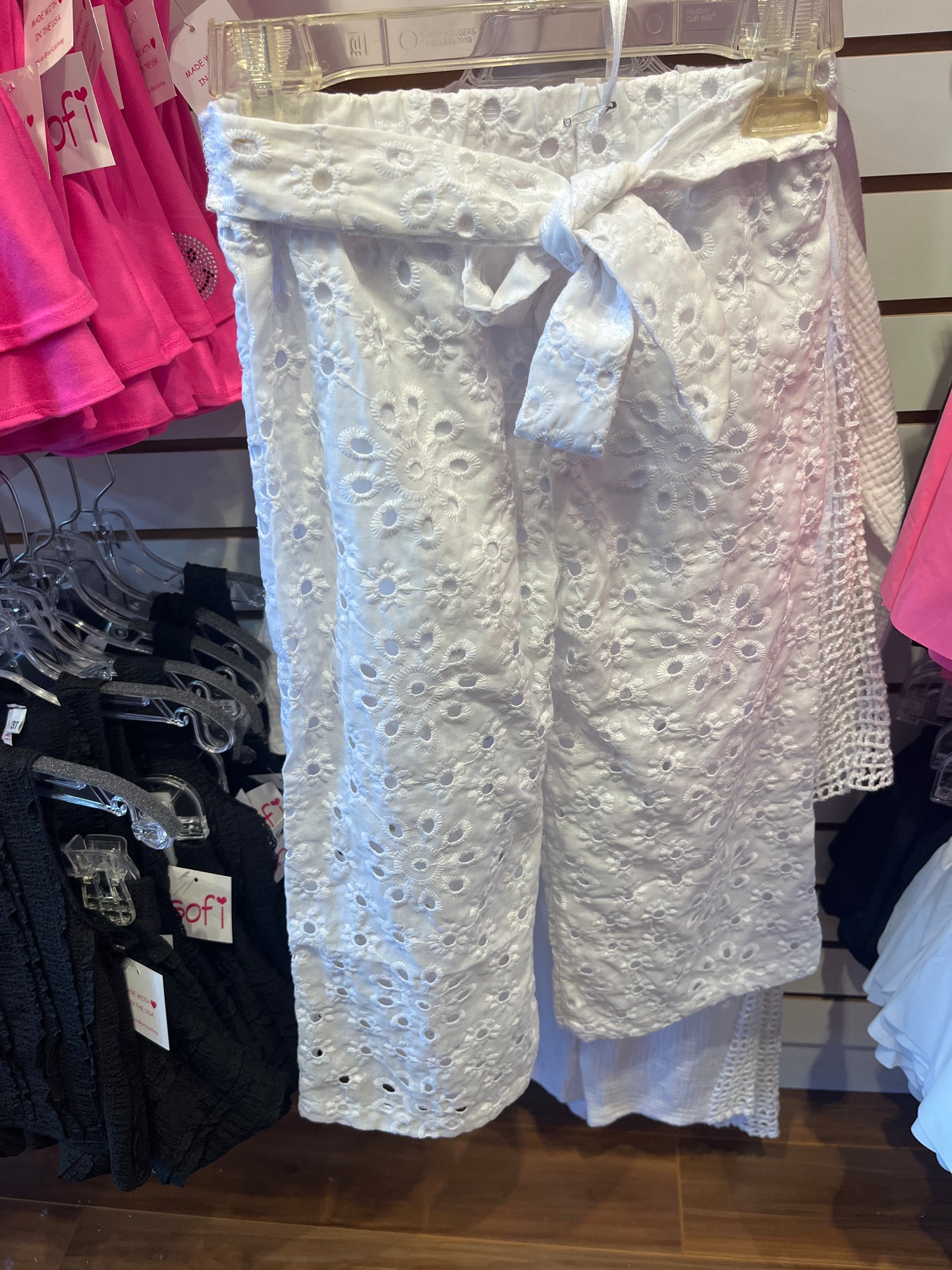 White eyelet pant