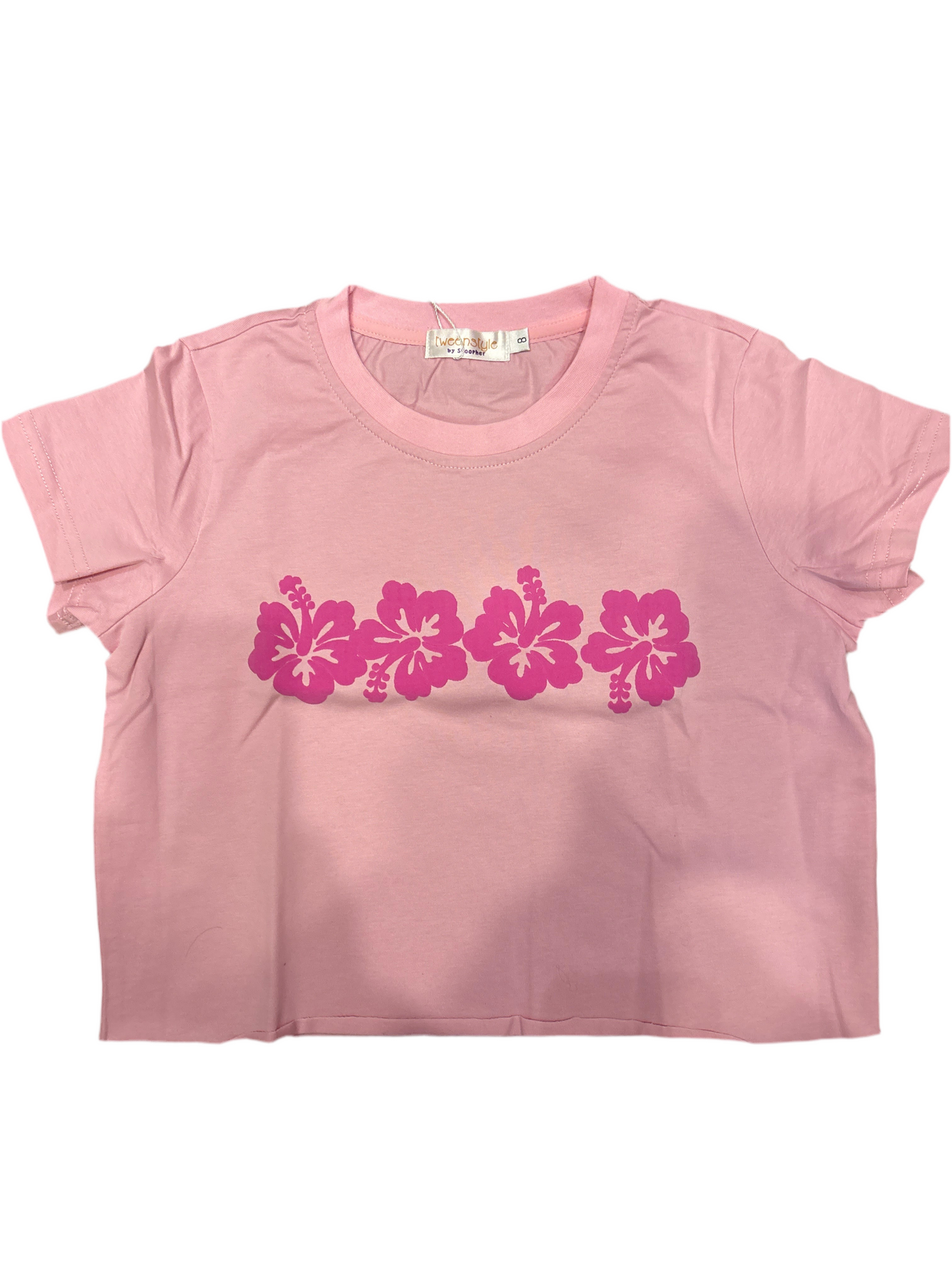 Hibiscus flowers puff crop tee