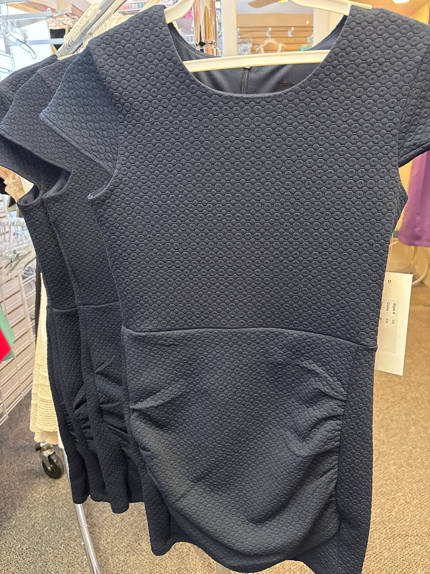 By Debra Cap Sleeve Ruched Navy