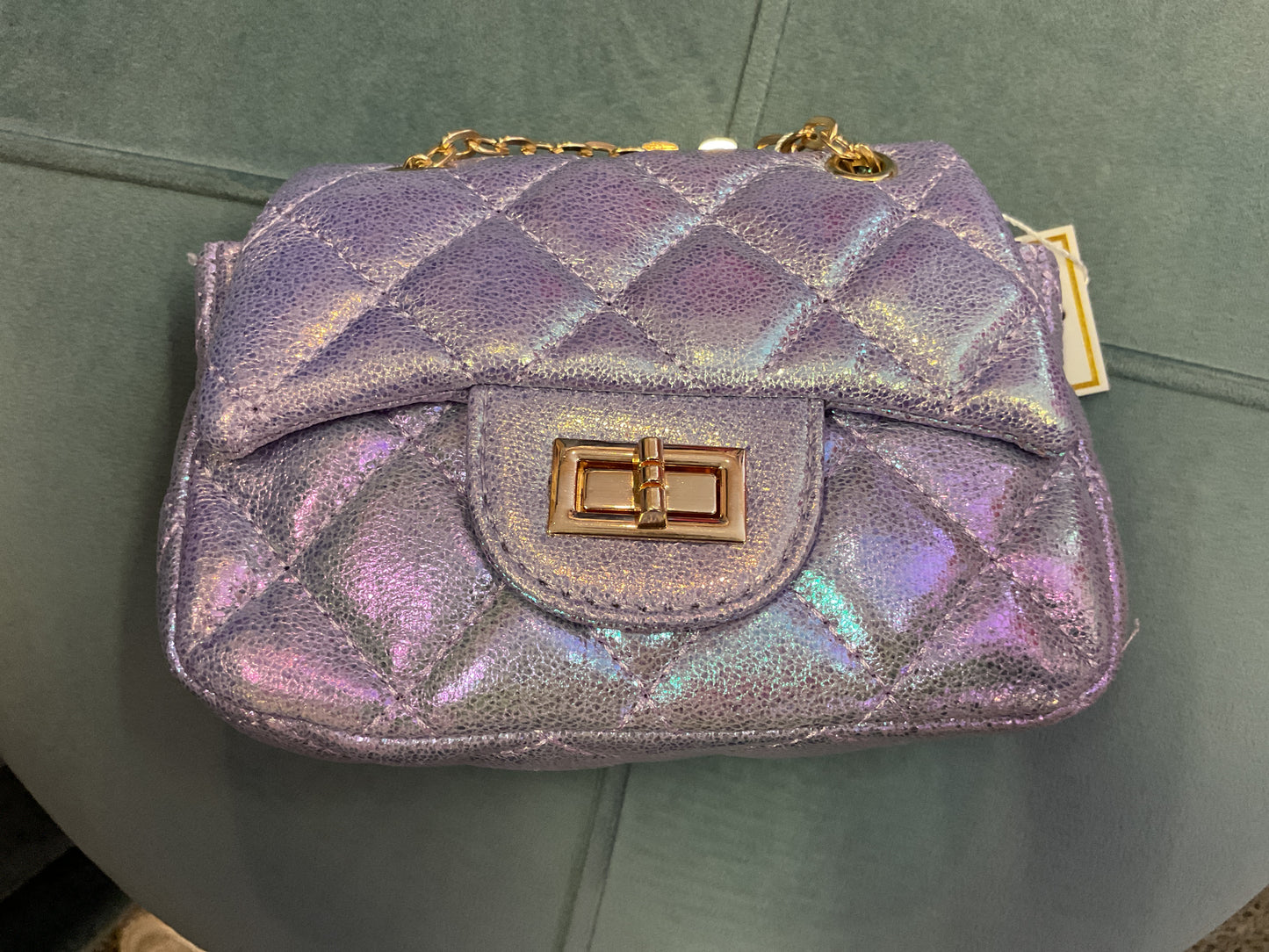 Classic quilted purple shiny bag