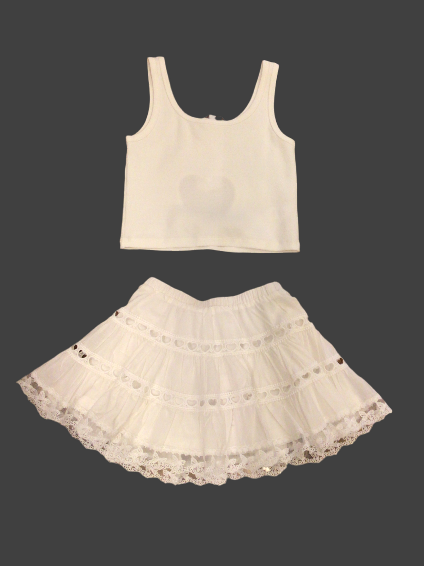 Theme white heart tank and skirt