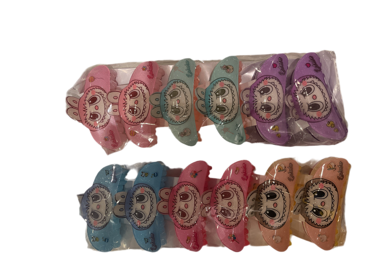 Colorful labubu clips