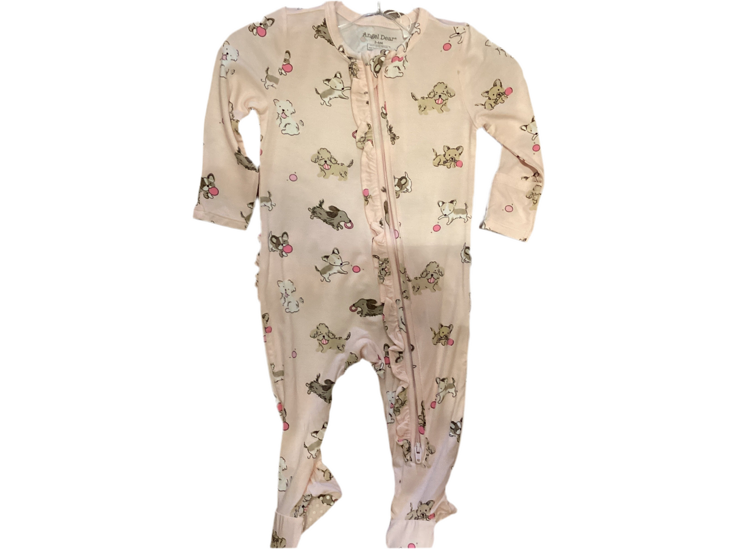 Angel Dear baby girl pink dogs footie