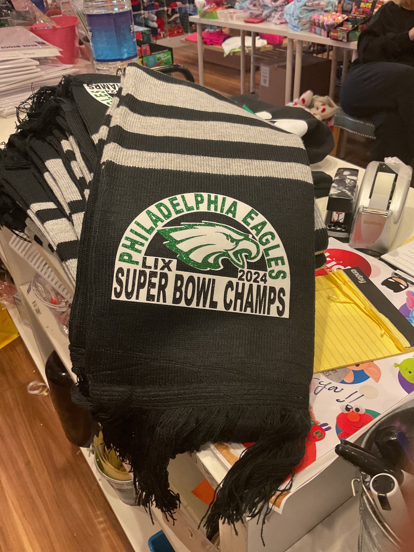 Mkk glitter Super Bowl scarves