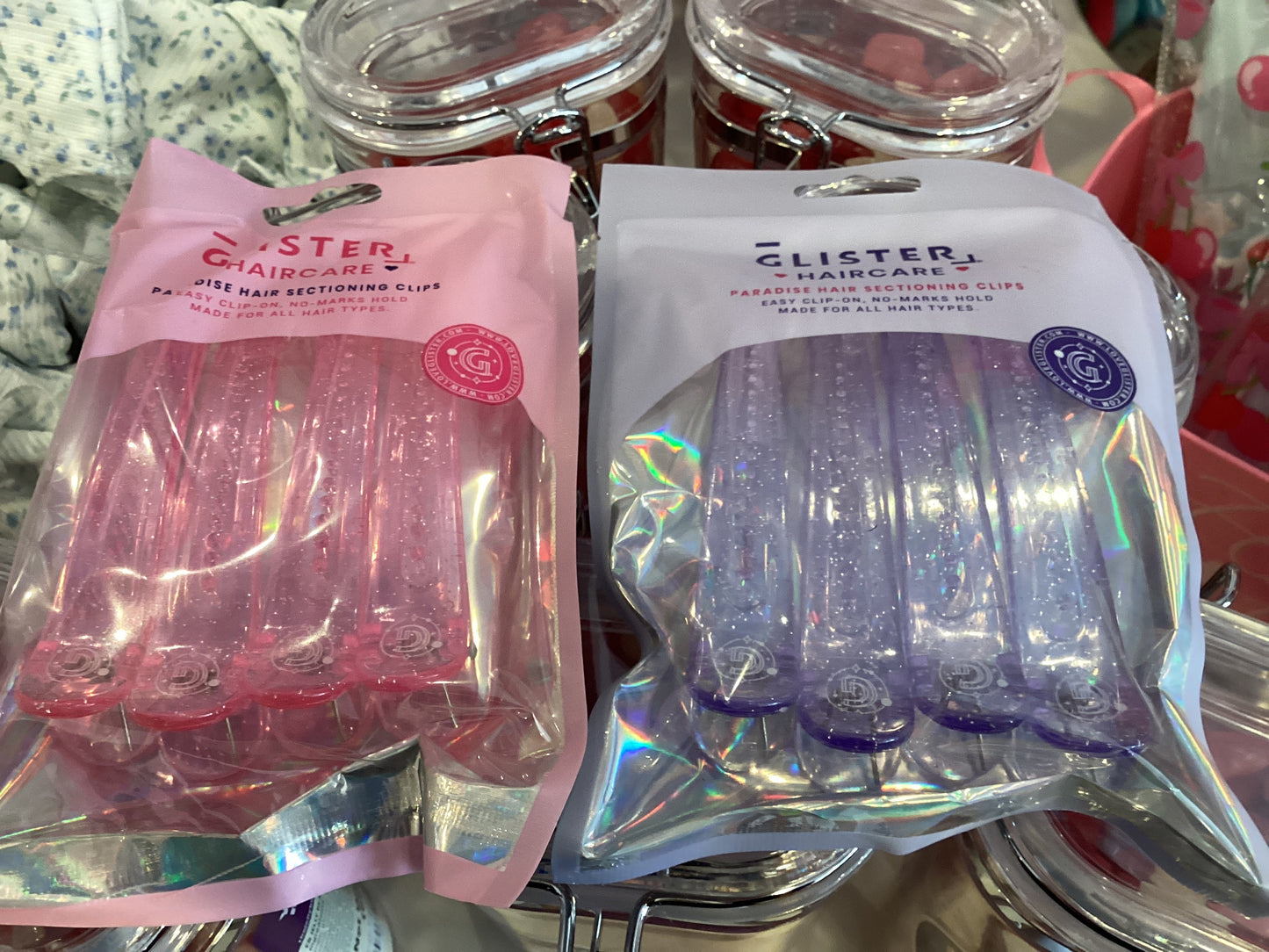 Glitter hair sectioning clips