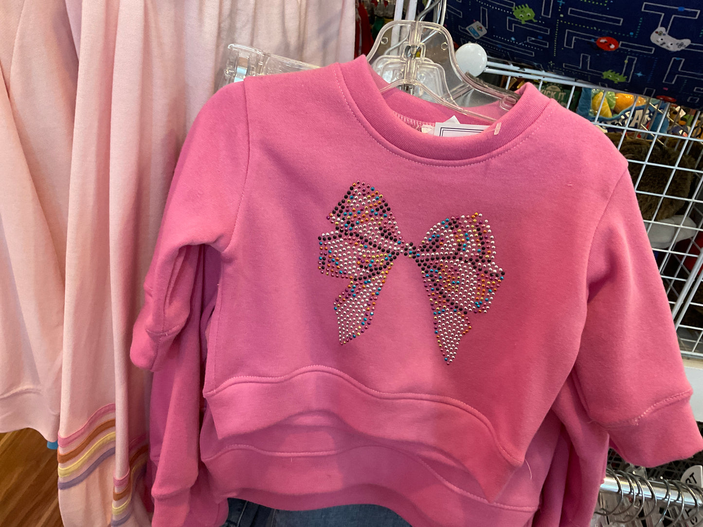 Dori toddler pink sweatshirt w/rhinestone bow