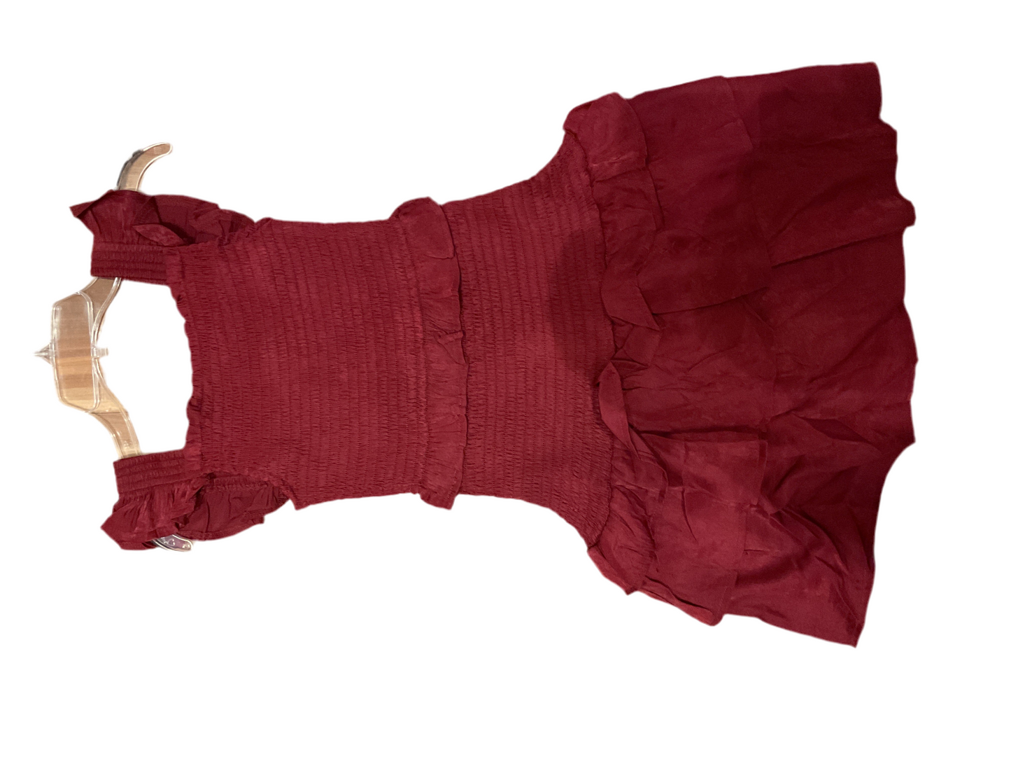 Burgandy 3 tier smocked ruffle Dress
