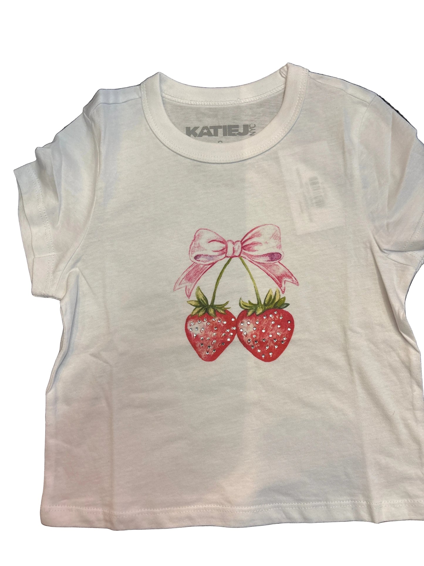 White Strawberry Bow tshirt
