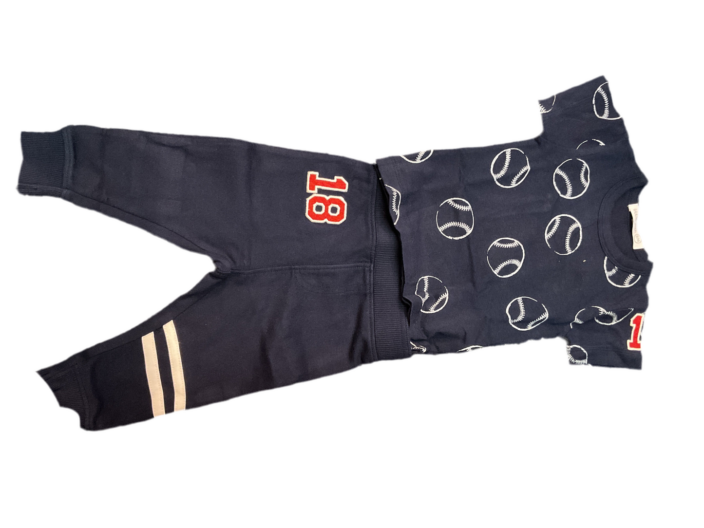 Navy baseball number tee&pant set