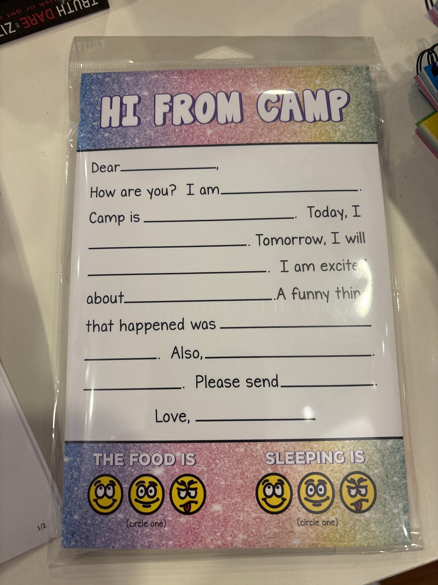 Hi from Camp Fill-in (Glitter) Stationery