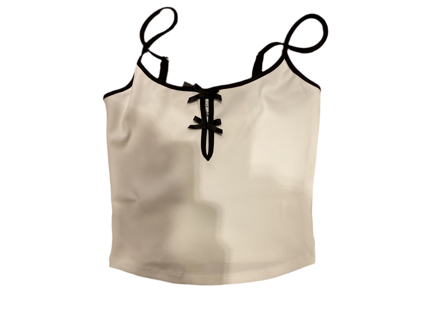 White cutout bow detail cami knit tank