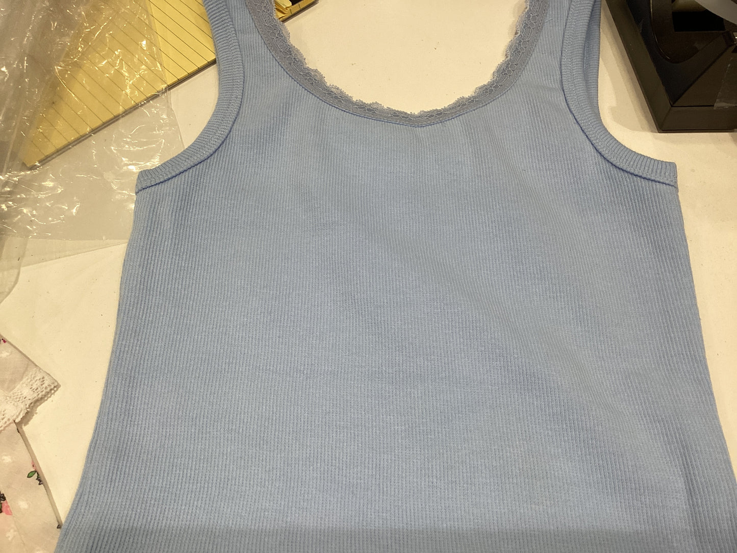 Theme Stella blue ribbed tank