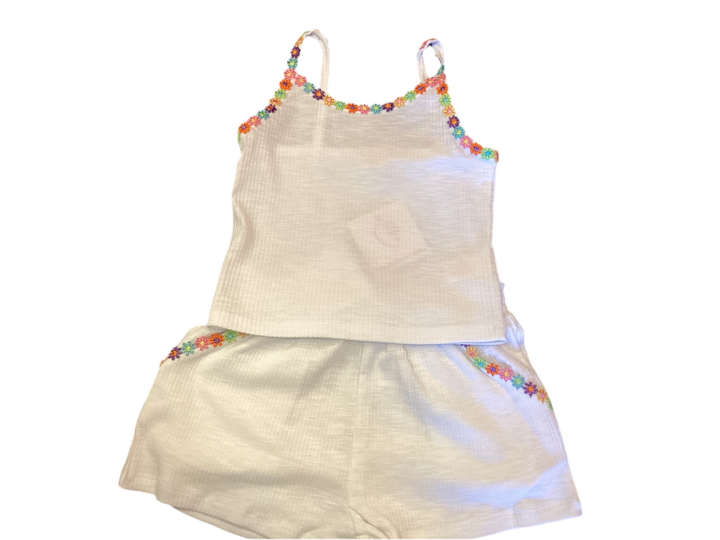 Design History white flower tank and short set