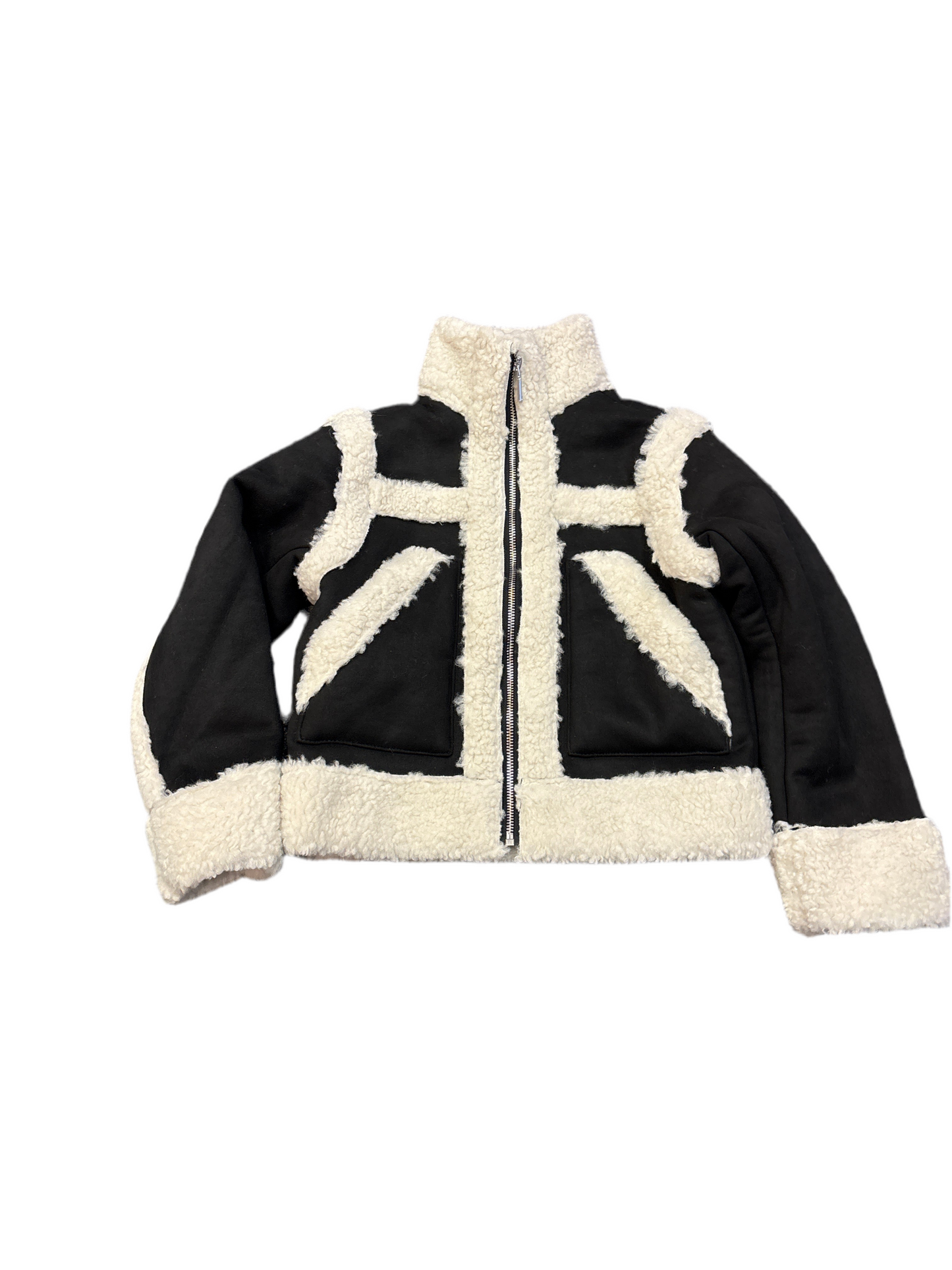 Black white fur jacket