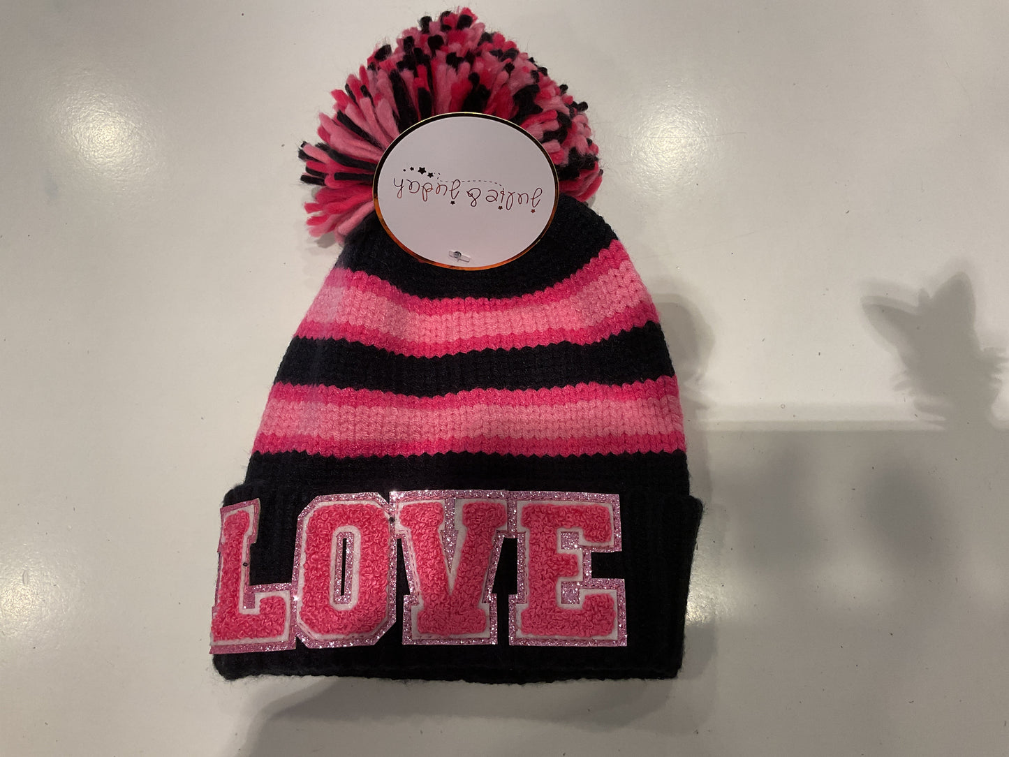 Pink pom pom LOVE Hat