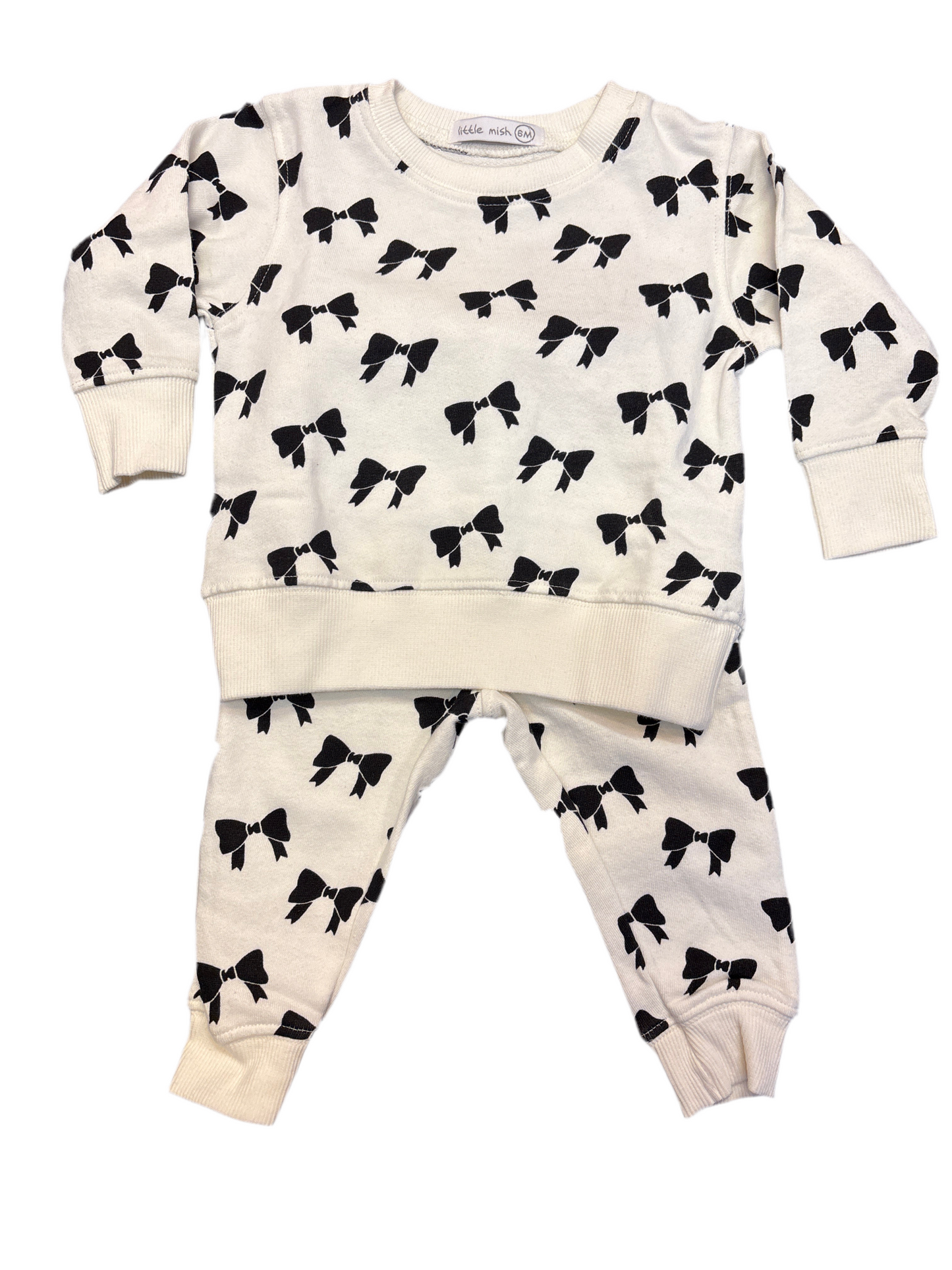 Cream black bows 2 pc set