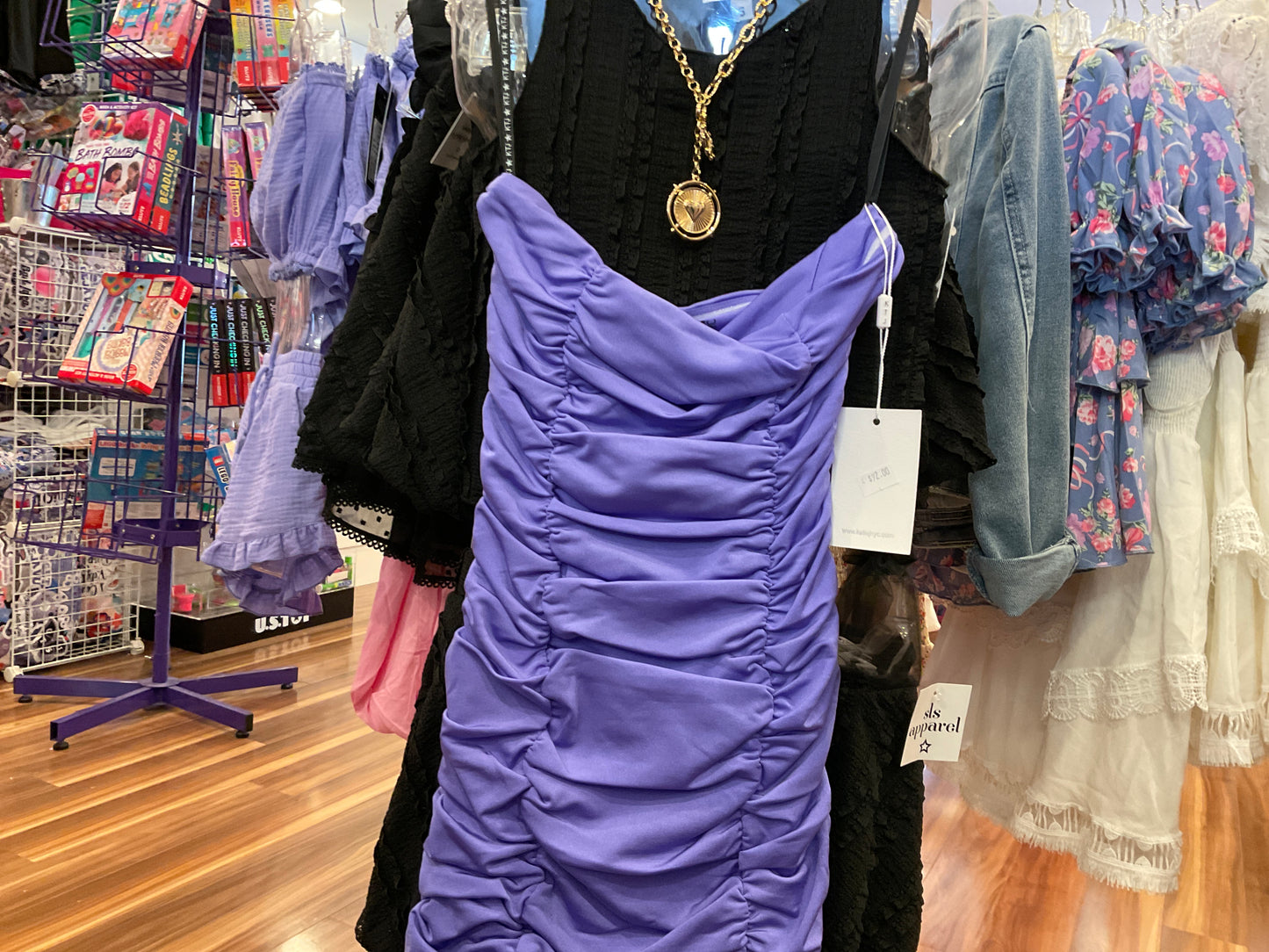 Katiej kids lavender ruched strapless dress