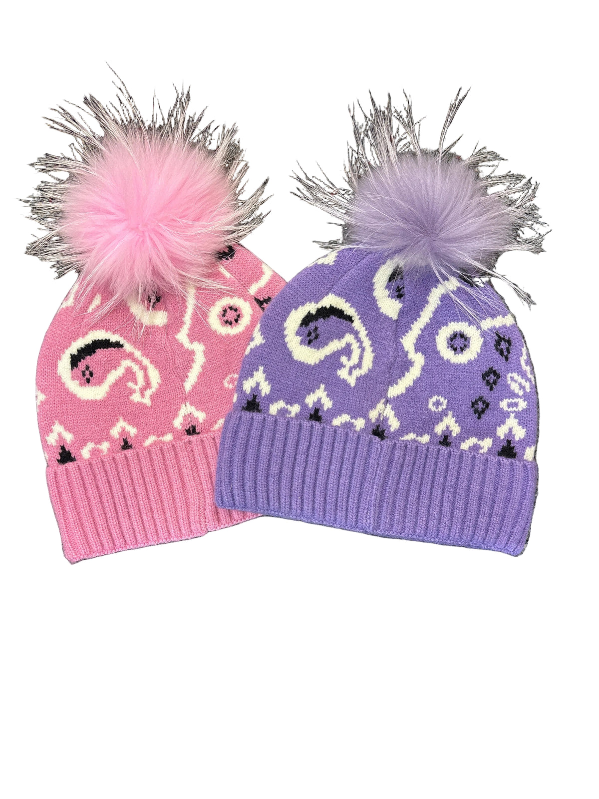 Bandanna hat w/fur pompom