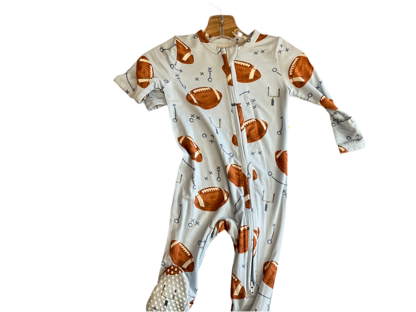 Angel dear light blue football onesie