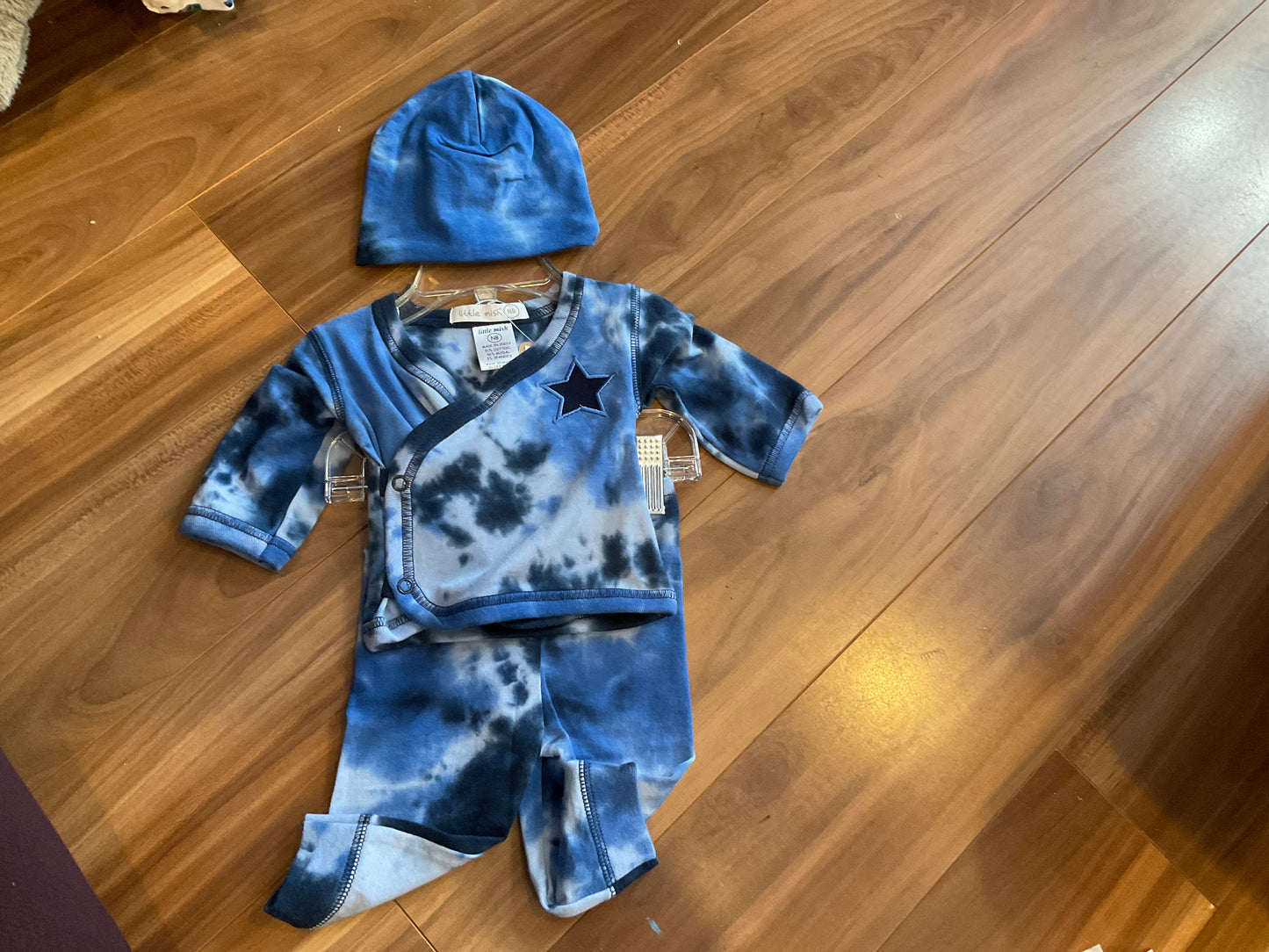 Little mish blue tie dye w/star 3 piece