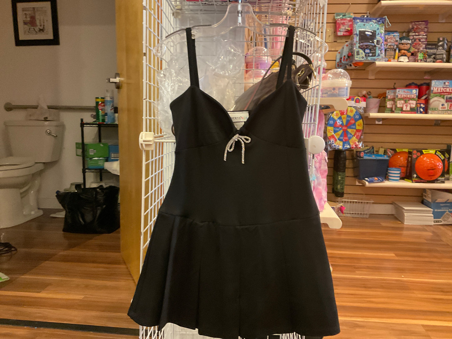 Cheryl kids black dress with rhinestone bow
