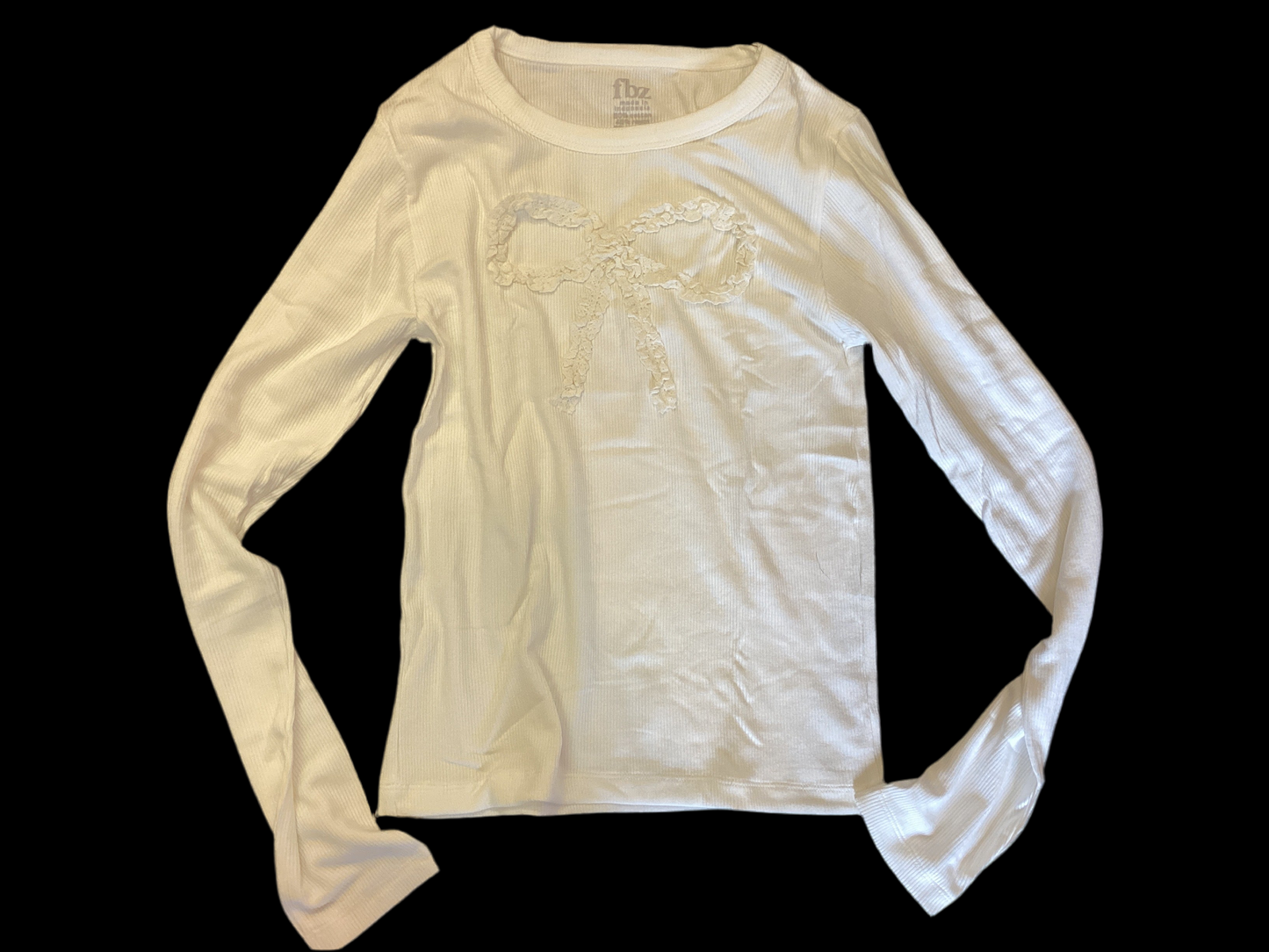 Cream l/s tee with bow