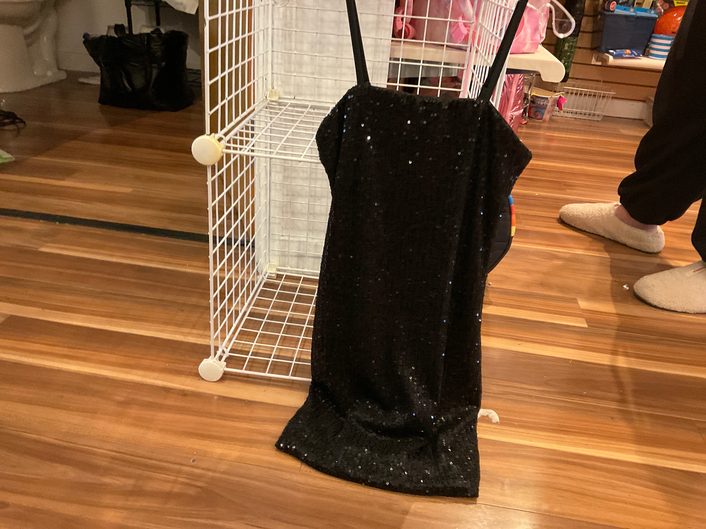FBZ kids black sequin spaghetti strap dress