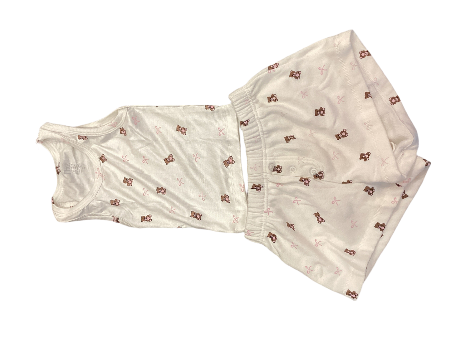 FBZ cream teddy bear short set