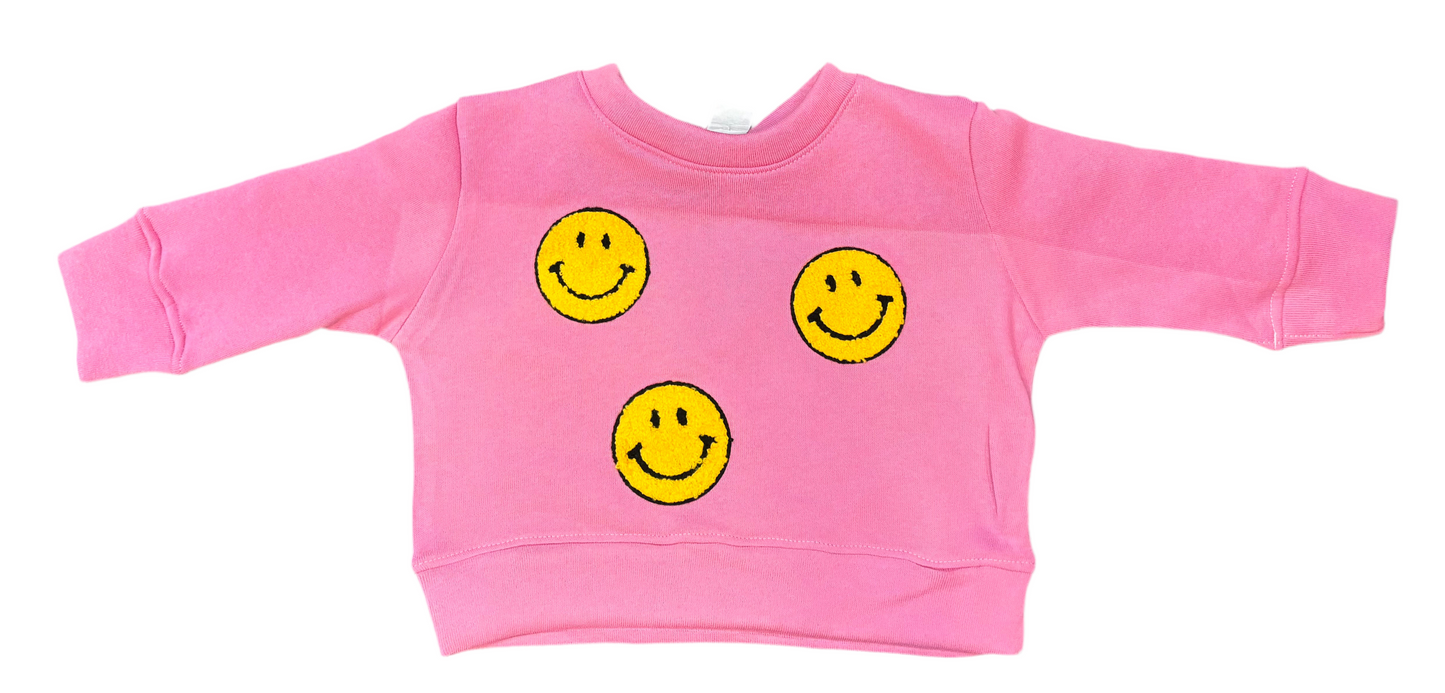 Pink Crewneck With Yellow Smilies