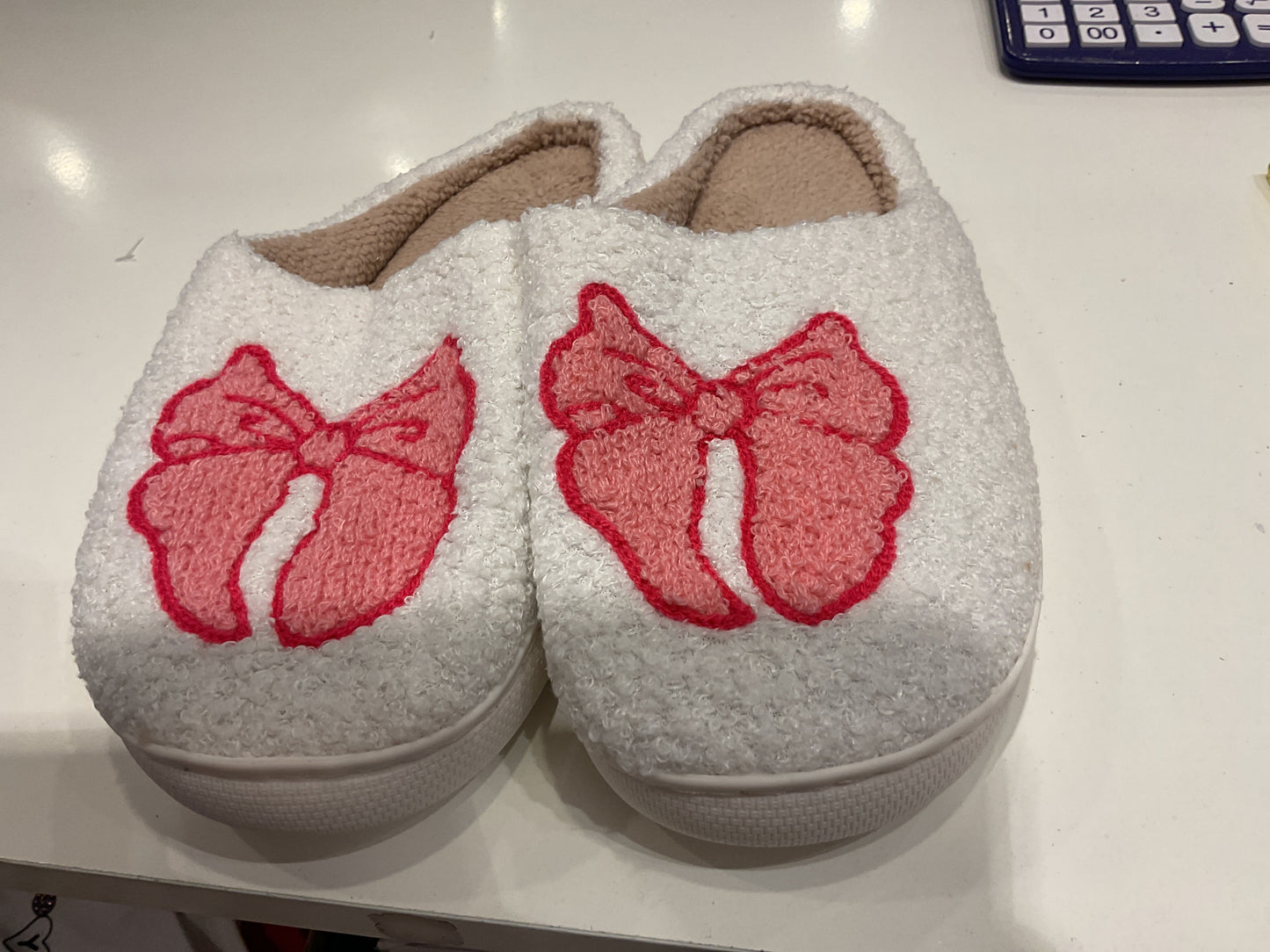 Sherpa Slippers w/cherries, rainbows & bows