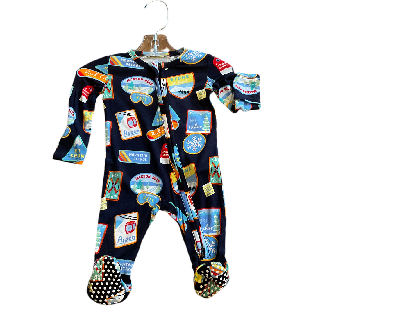 Angel dear navy ski patch onesie
