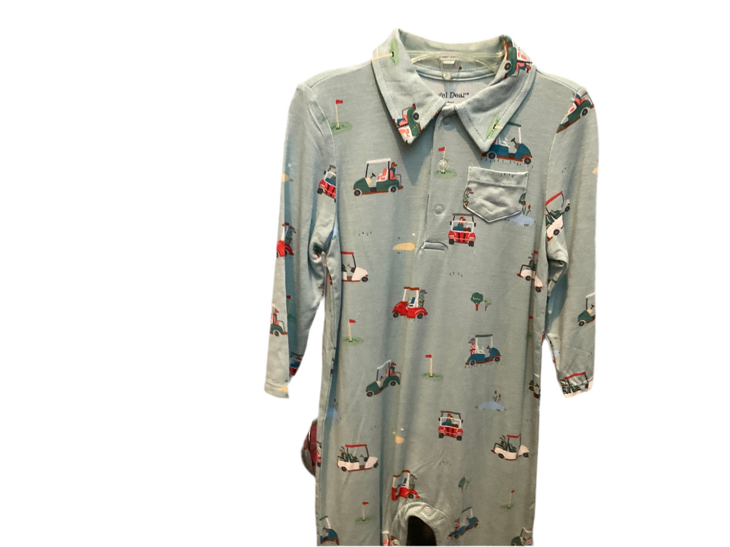 Angel dear green boy golf onesie w/collar