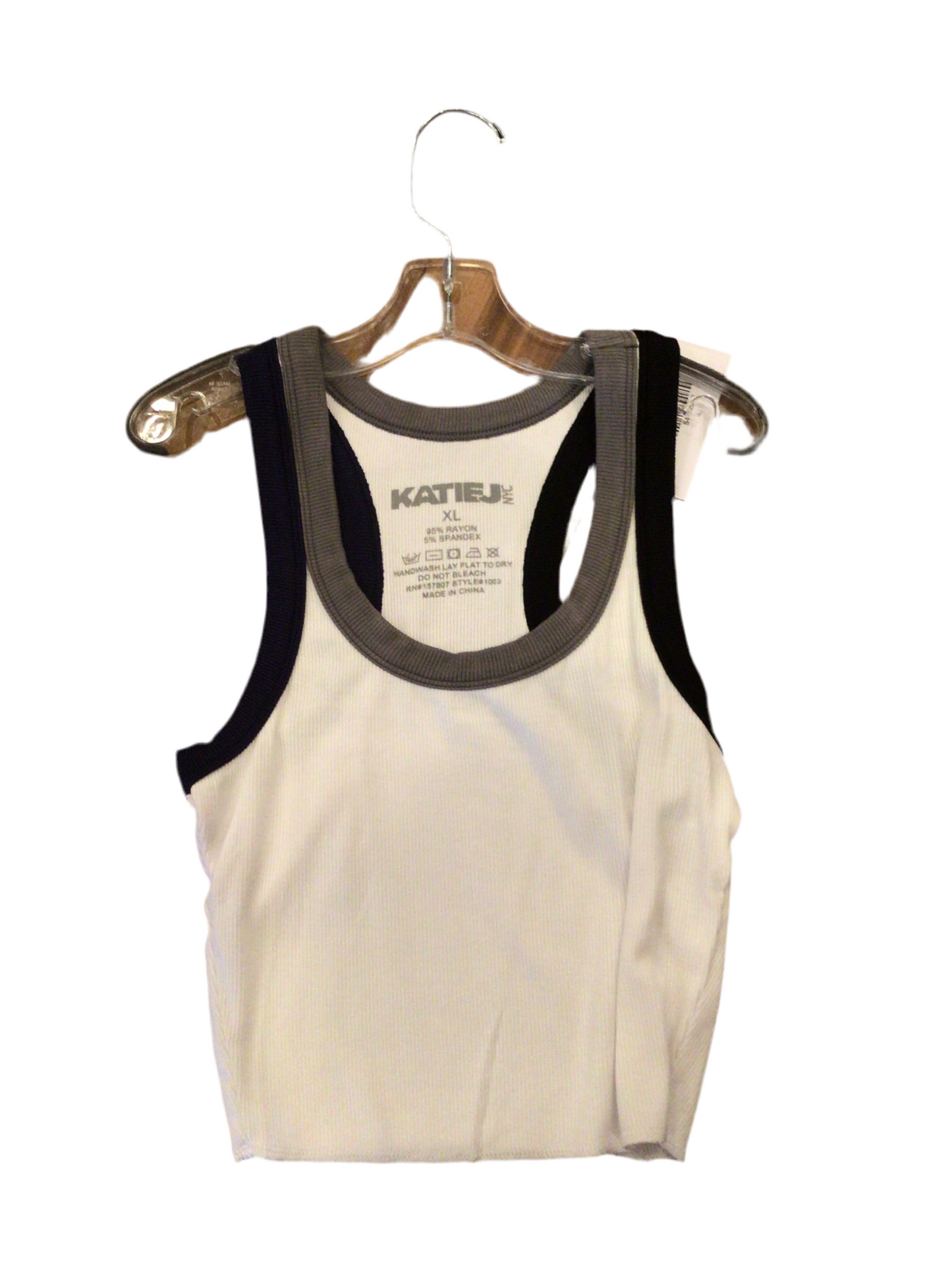 Katie J tri color tank black white grey