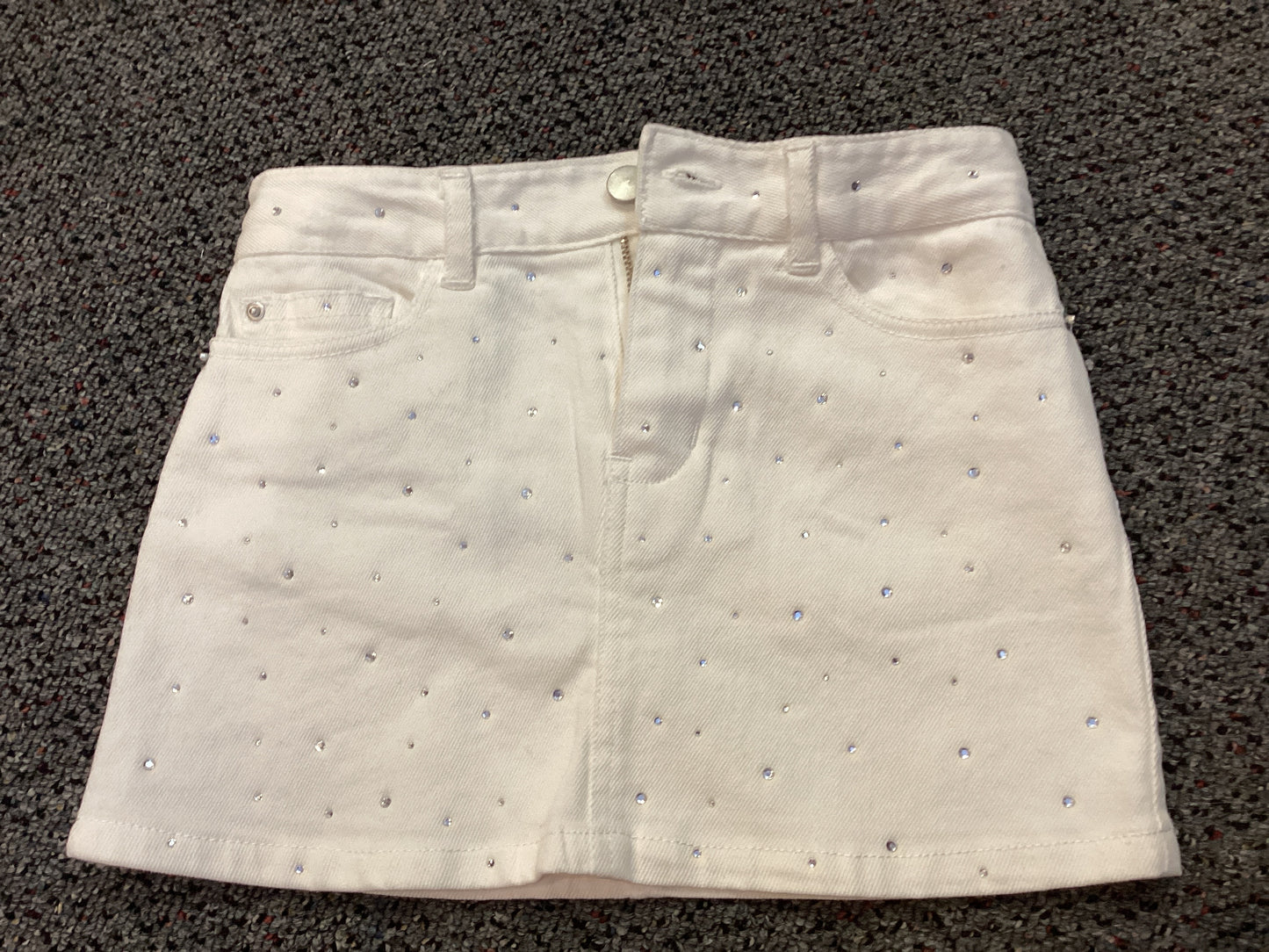 FBZ white denim sparkle mini skirt