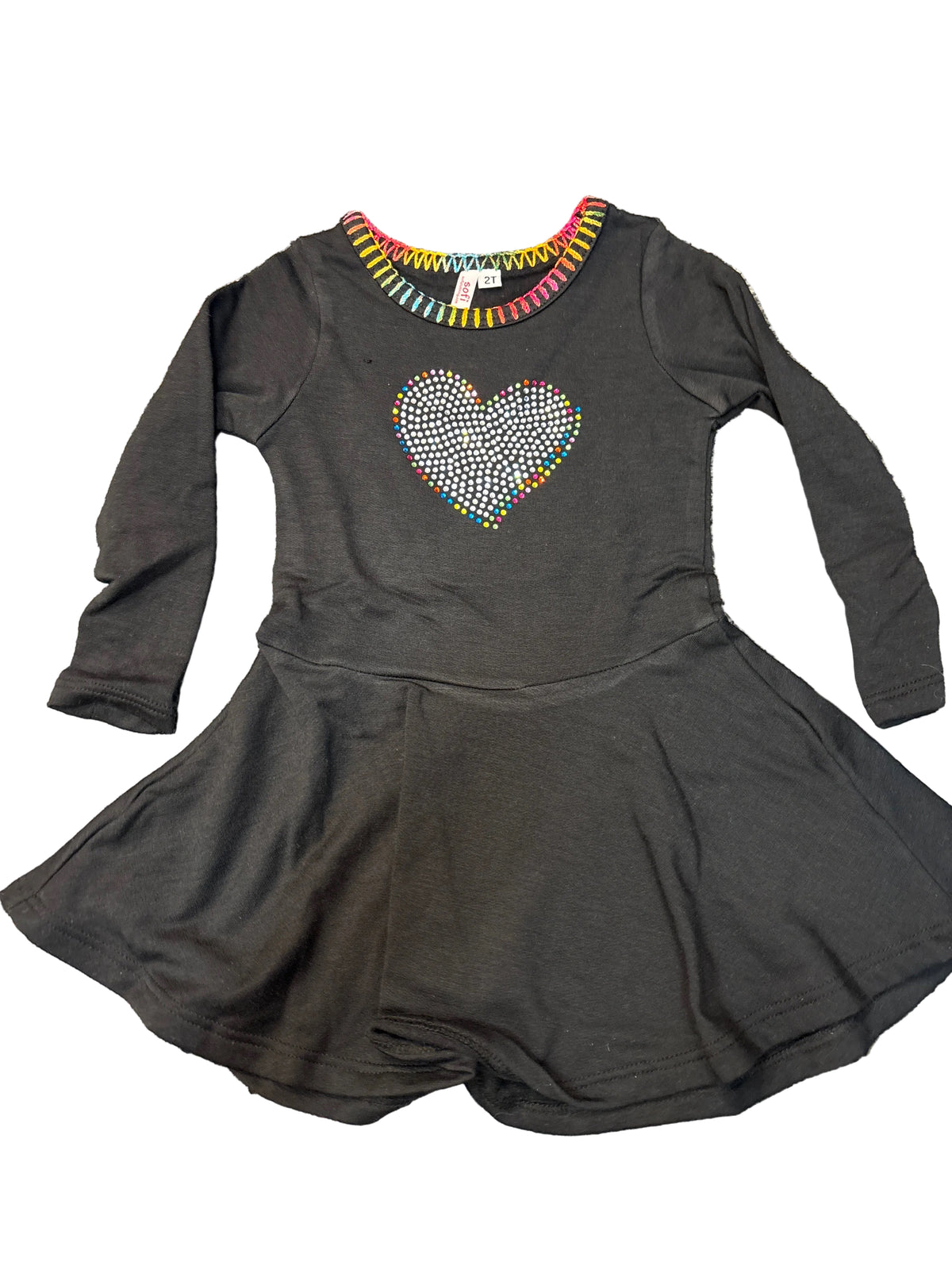 Black multicolor heart rhinestone dress