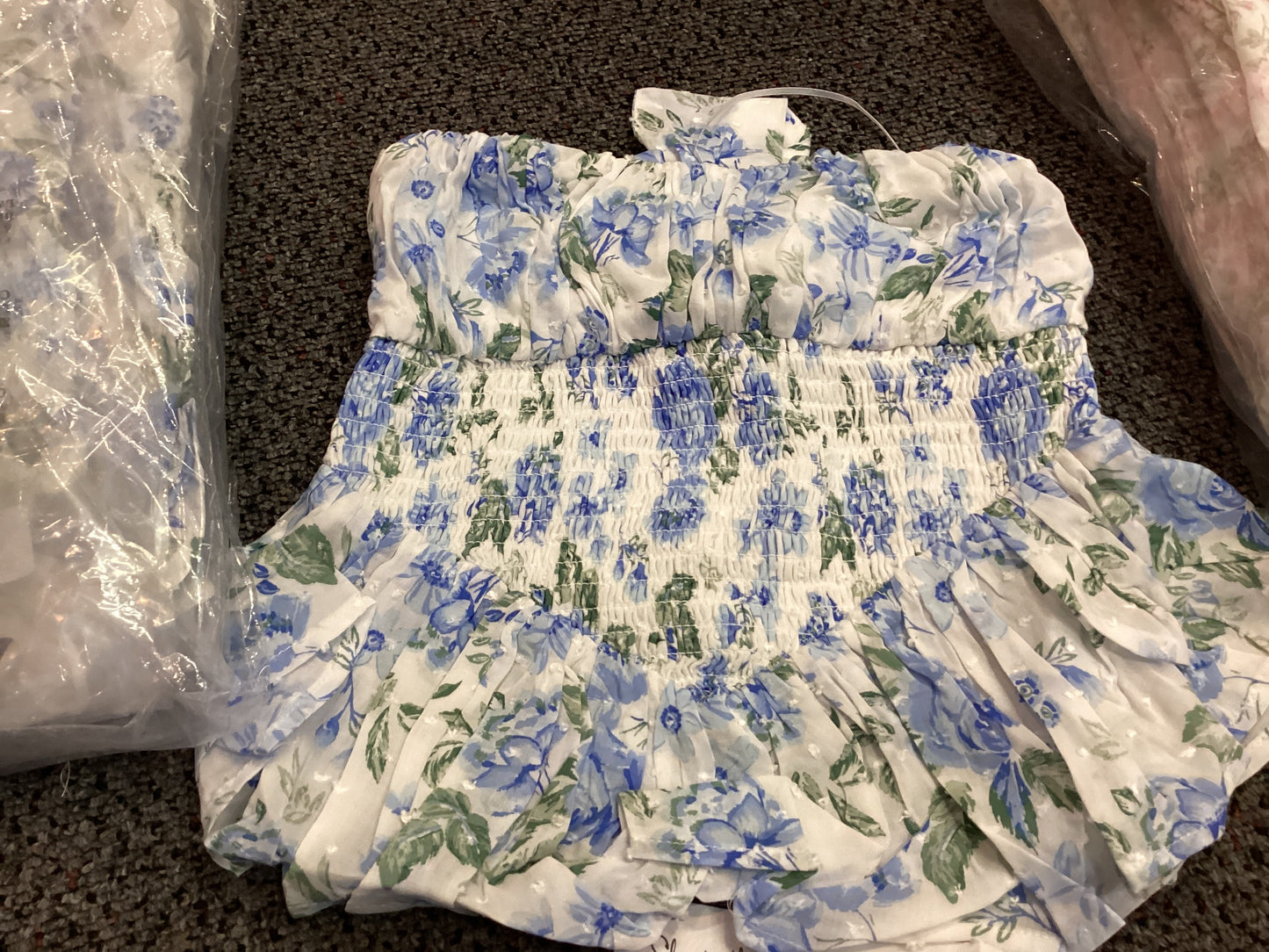 Sky to Moon floral back tie ruffle tube top