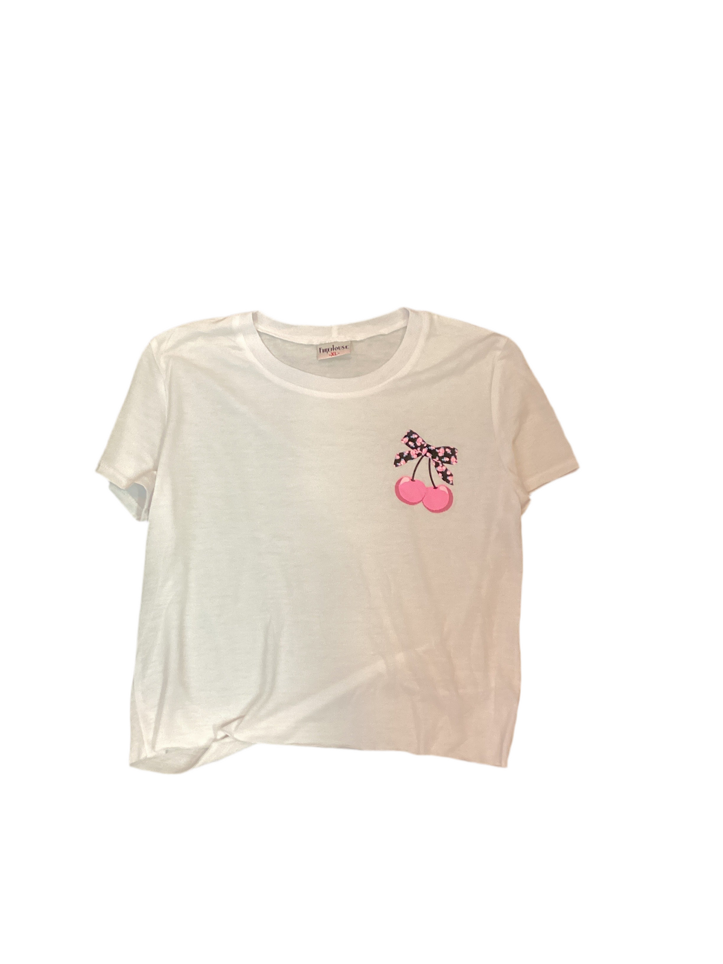 Firehouse white bow and cherries tshirt