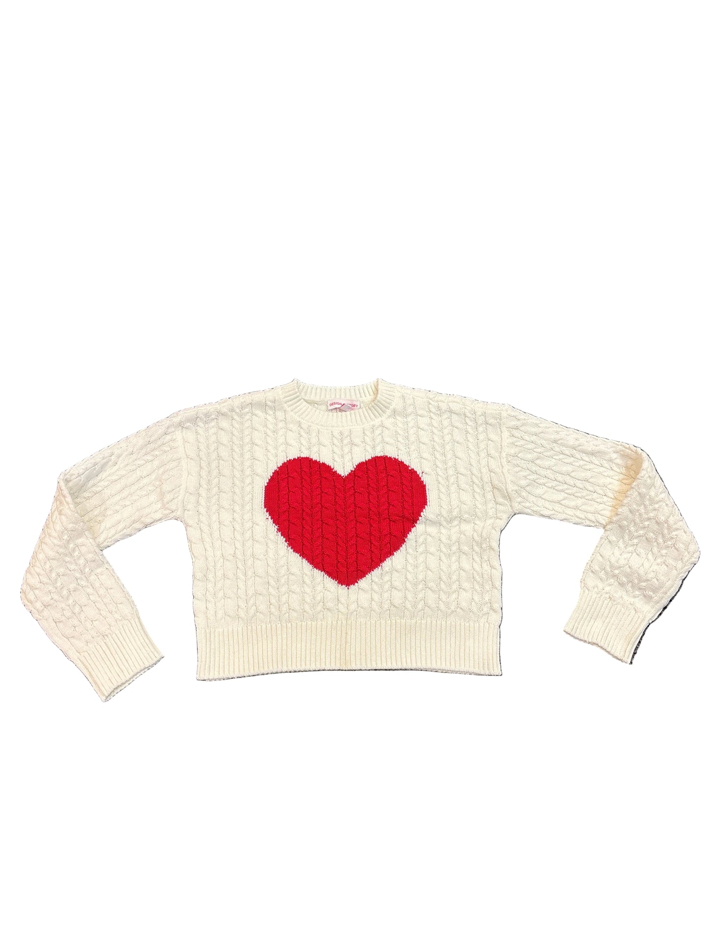 Cream red heart sweater