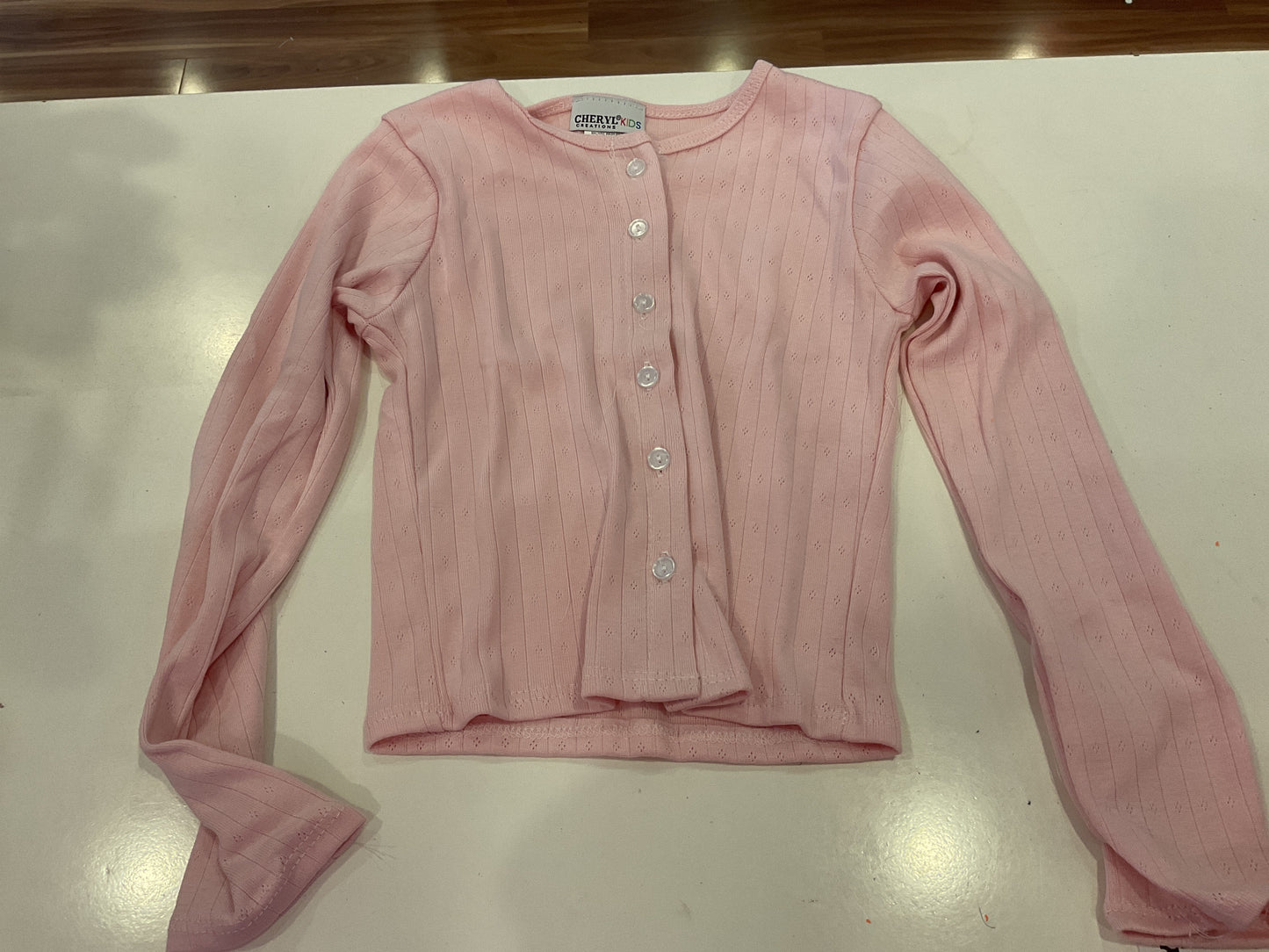 Pointelle pink cardigan