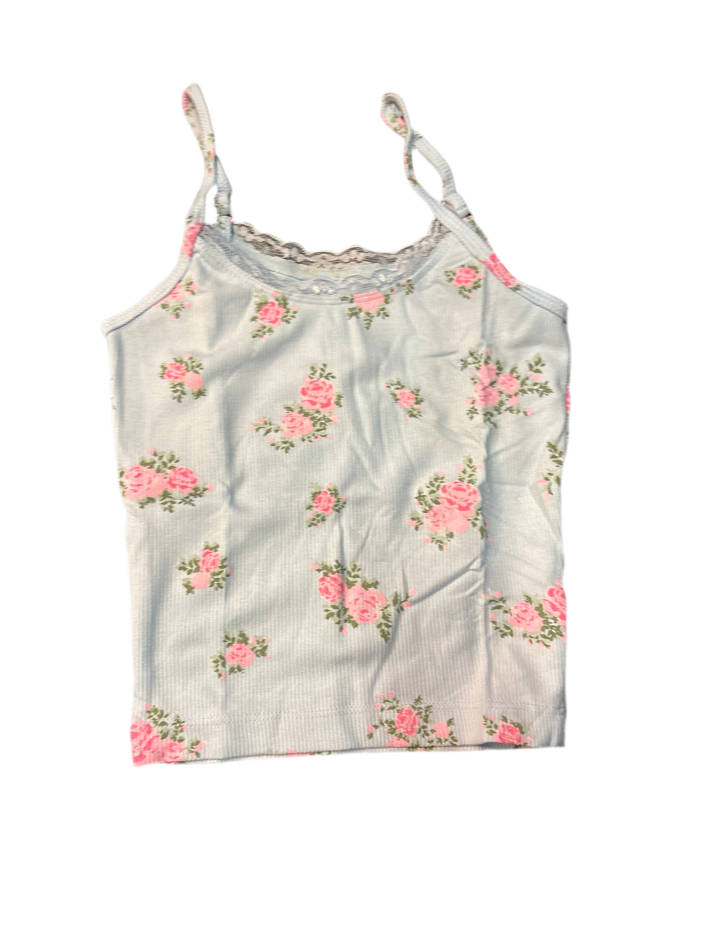 Blue rose flower tank top